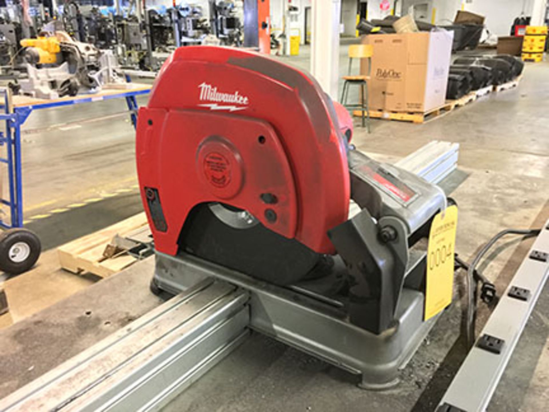 MILWAUKEE 14'' ABRASIVE CUT-OFF MACHINE MOUNTED TO TABLE; CAT NO. 6177-20, 120-V, 15-AMP - Image 2 of 2