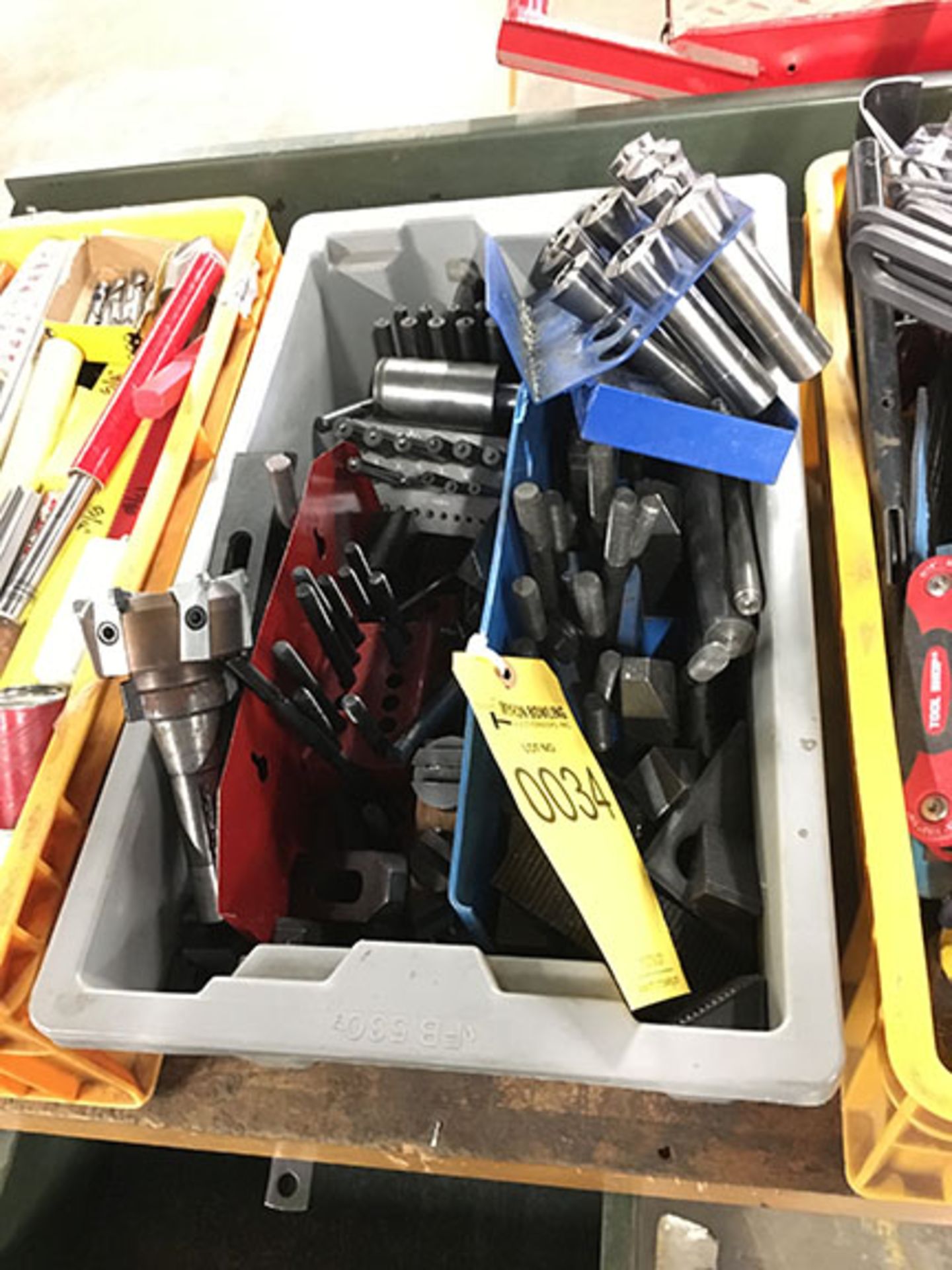 BIN OF ASSORTED COLLETS AND MACHINE SET TOOLING
