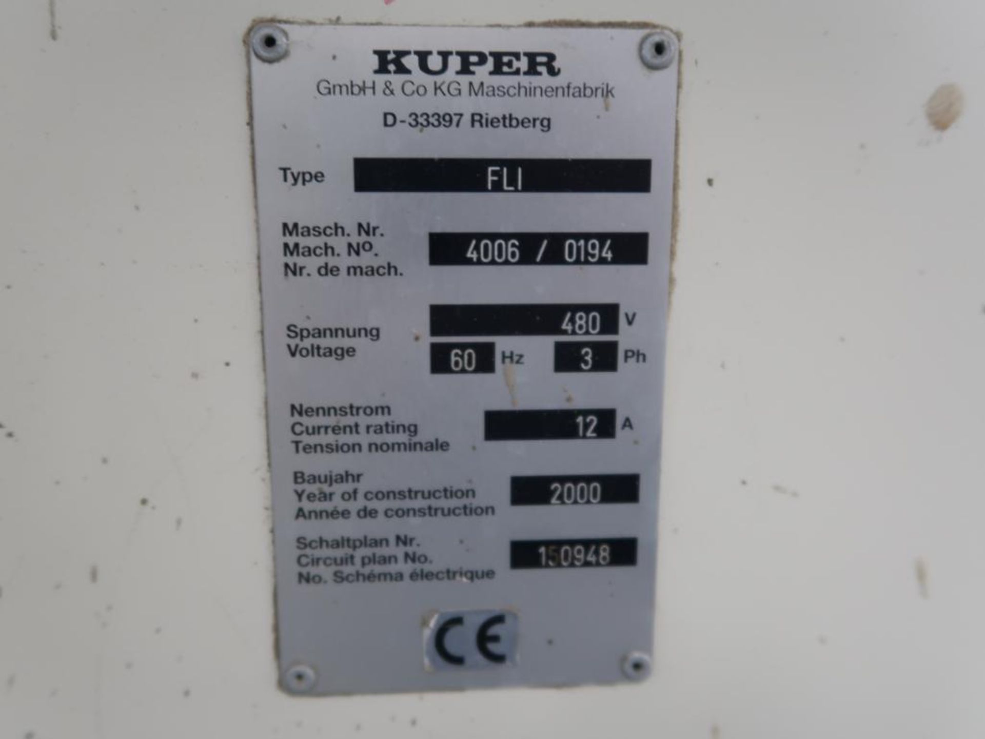 KUPER Veneer Stitcher Model FLI, S/N 4006/0194 (2000) (#1198) - Image 3 of 3