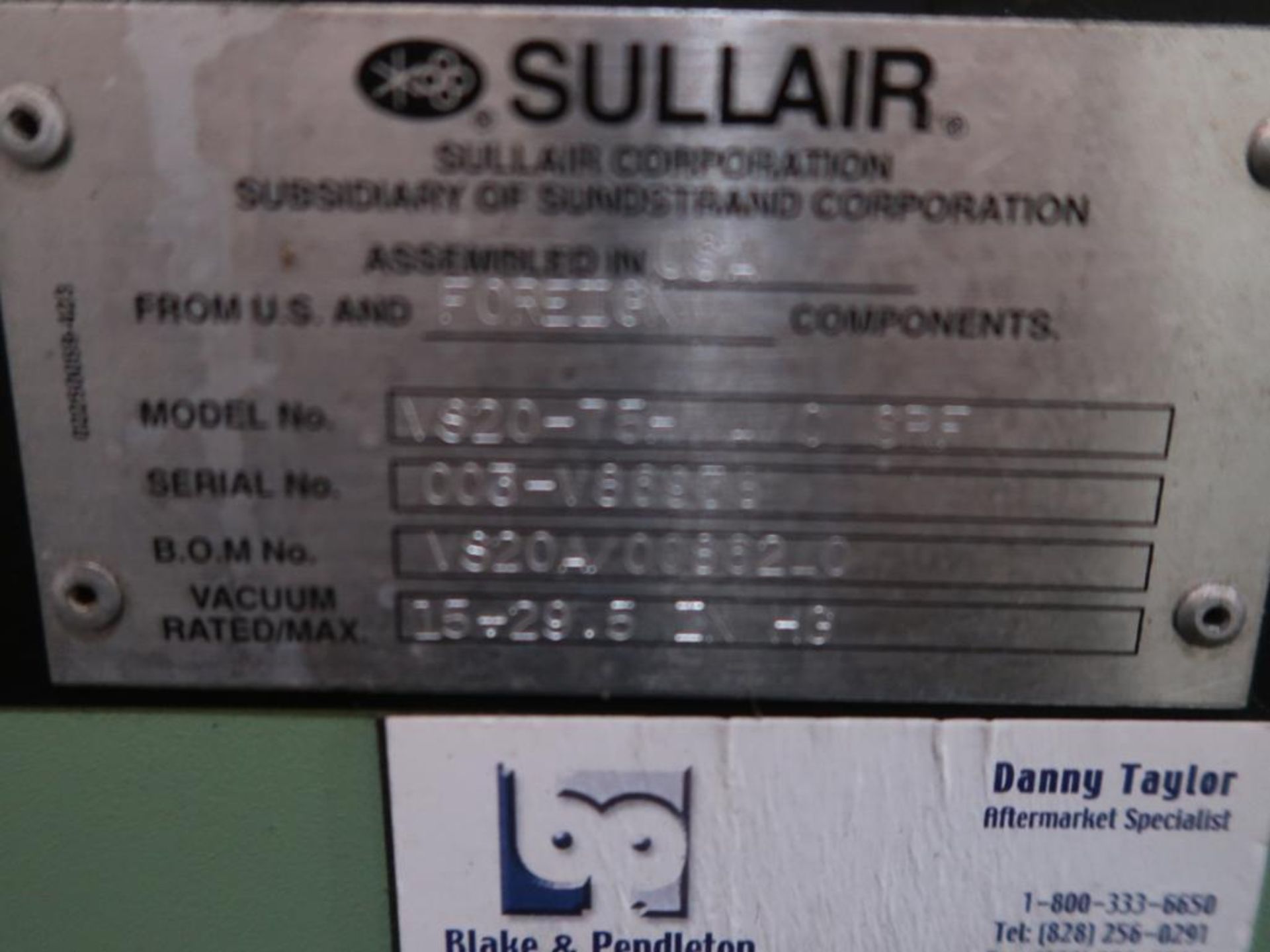 SULLAIR Air Compressor Model VS-20 - Image 2 of 2