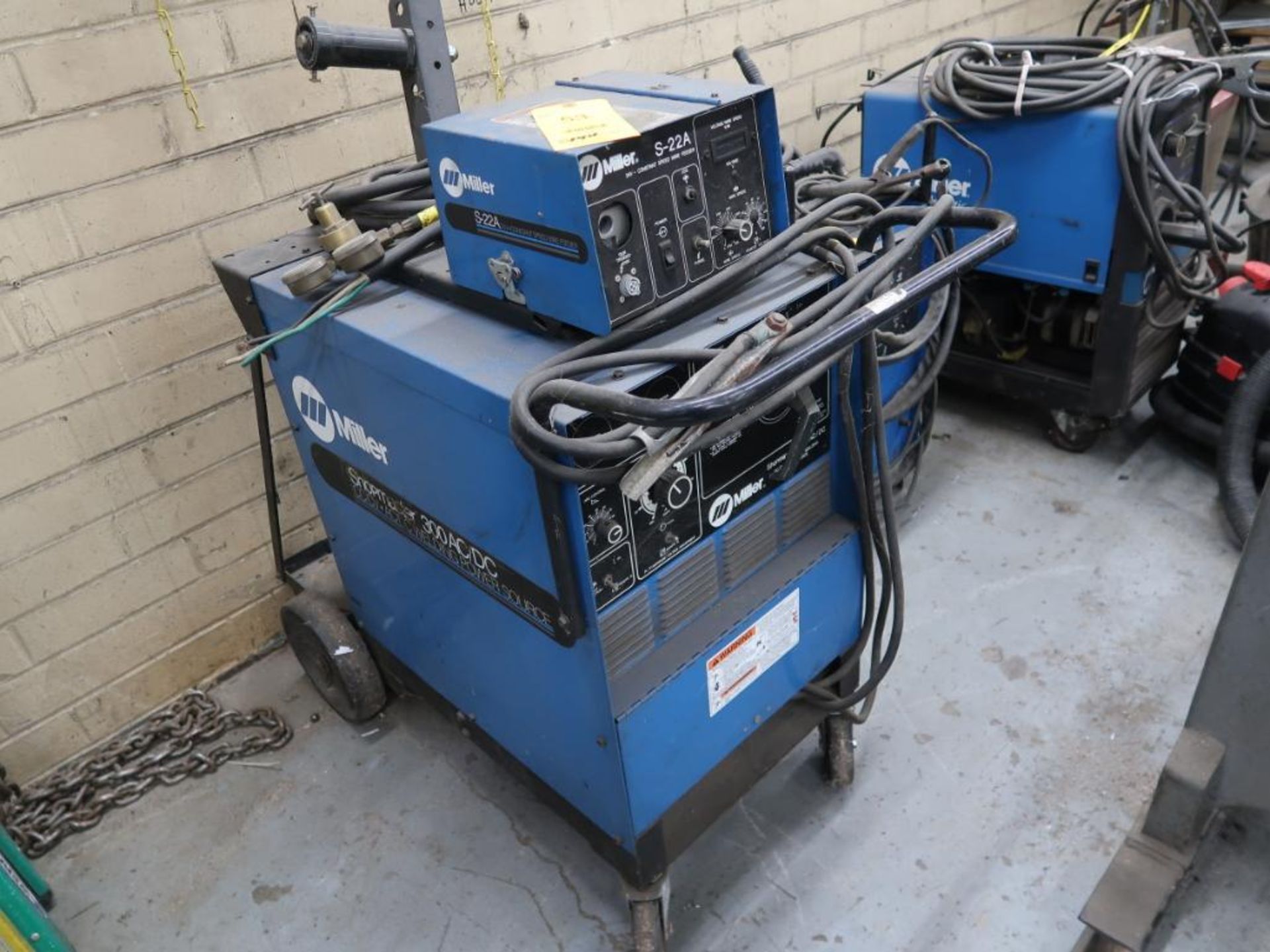 MILLER Portable AC/DC Welder Model Shopmaster 300, with S-22A Wire Feeder