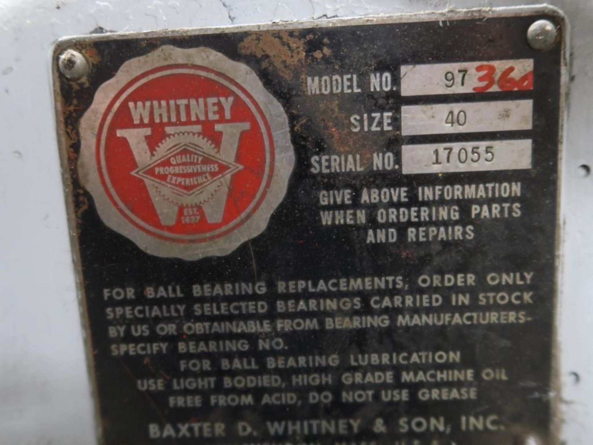 WHITNEY 30 in. Top & Bottom Planer Model 97, S/N 17055 (#1149) - Image 3 of 5