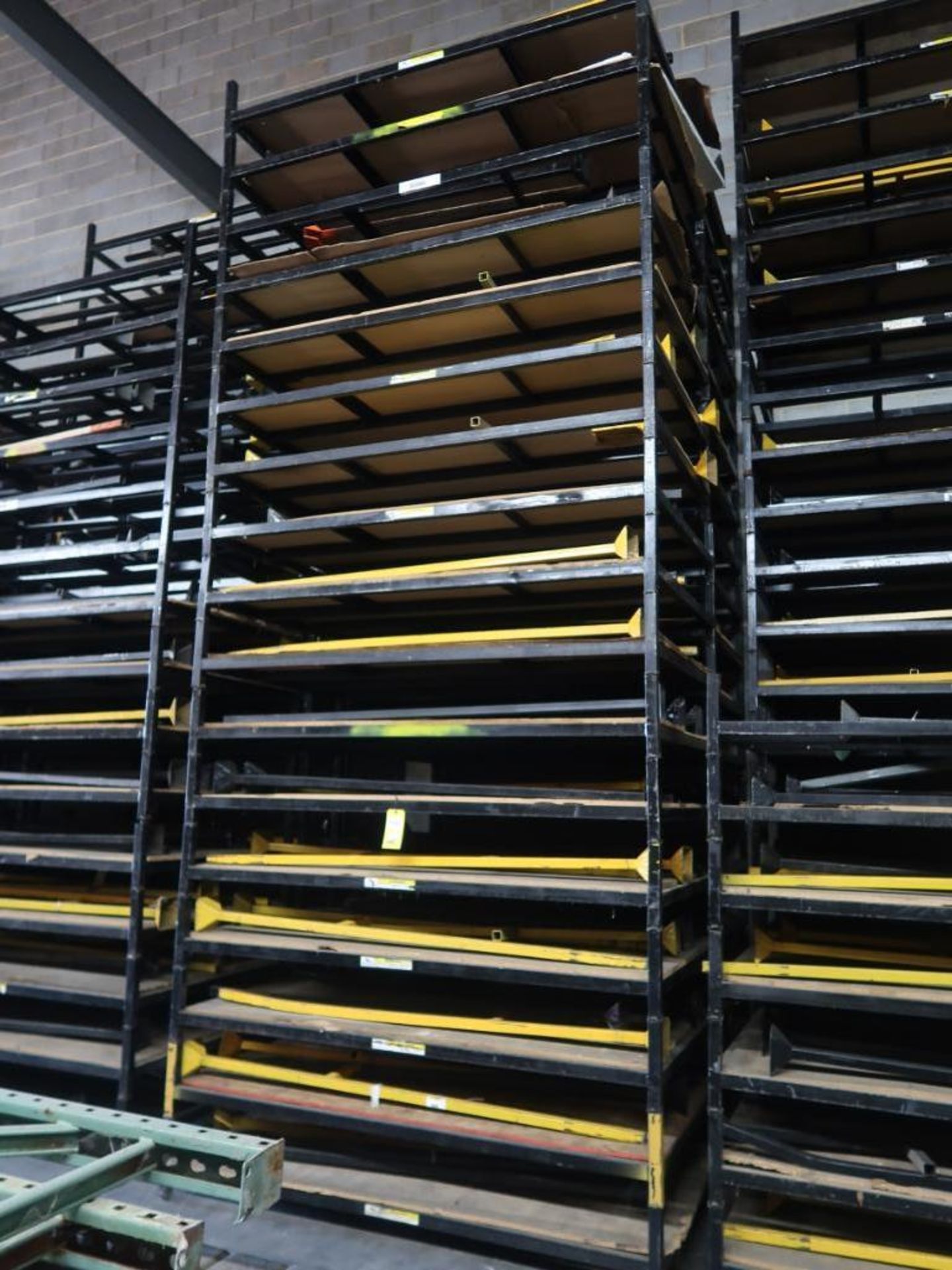 LOT: (34) Stackable Steel Material Transport Pallets (assorted leg lengths & sizes)