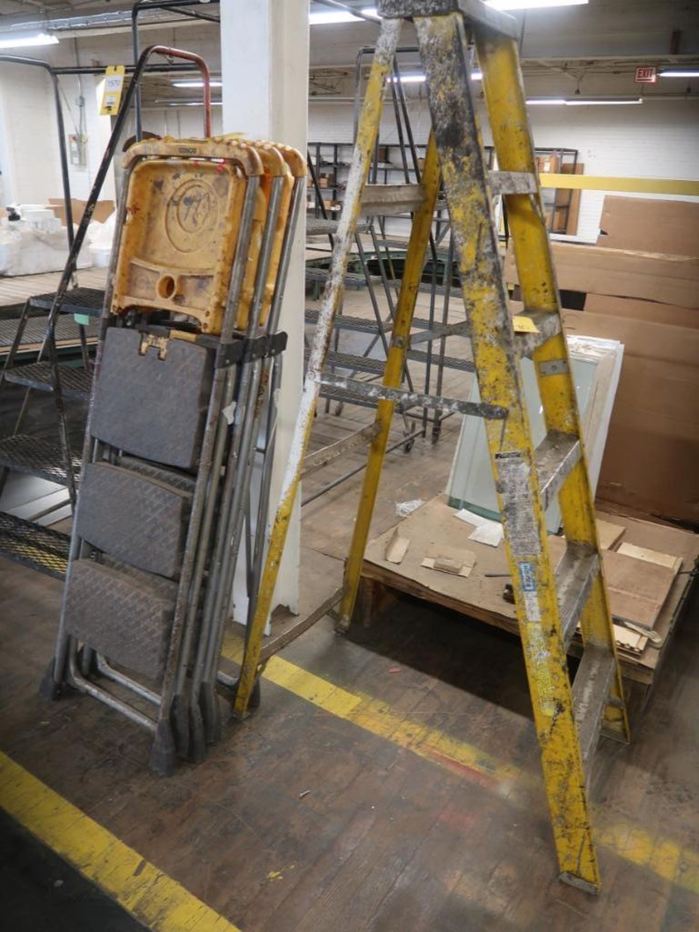 LOT: (3) Rolling Stairways, (1) 6 ft. Ladder, (3) 4-Step Ladders - Image 2 of 2