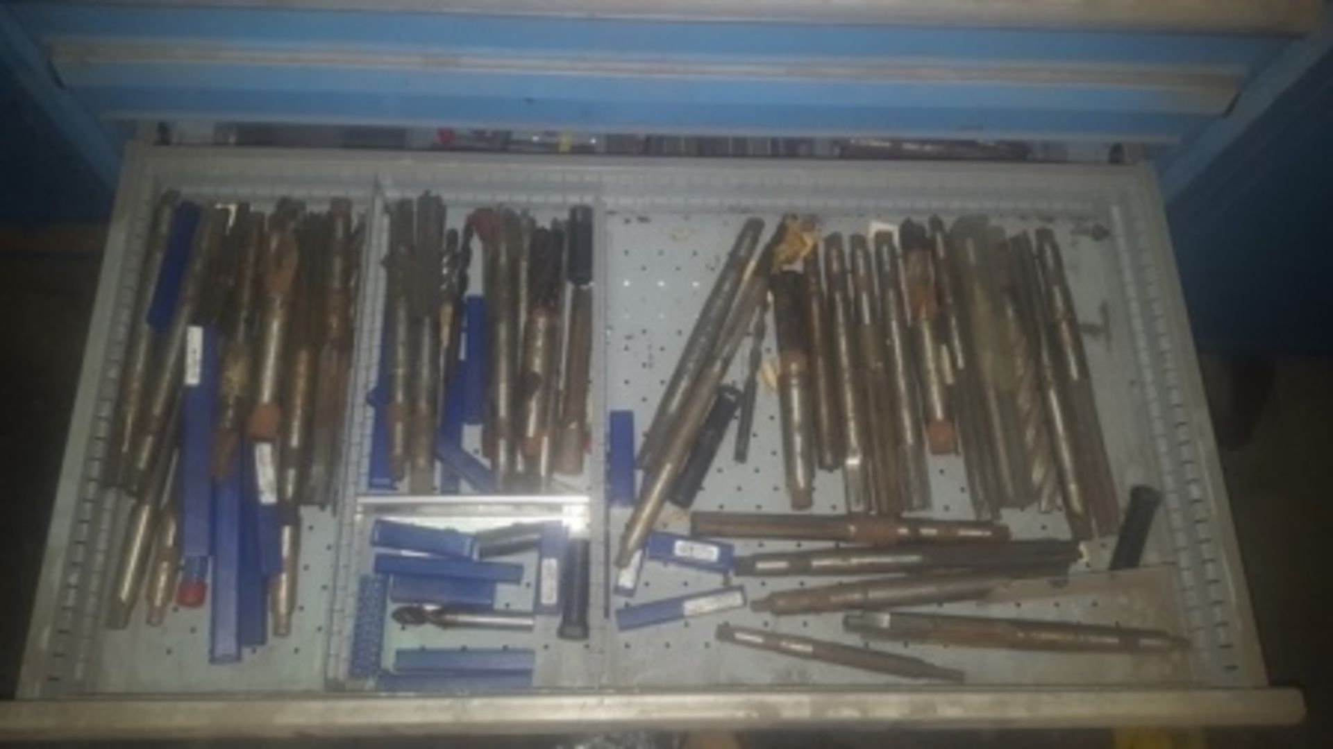 Tool cabinet, (12) drawers with high speed steel drills, taps and reamers, carbide milling cutte… - Image 7 of 17