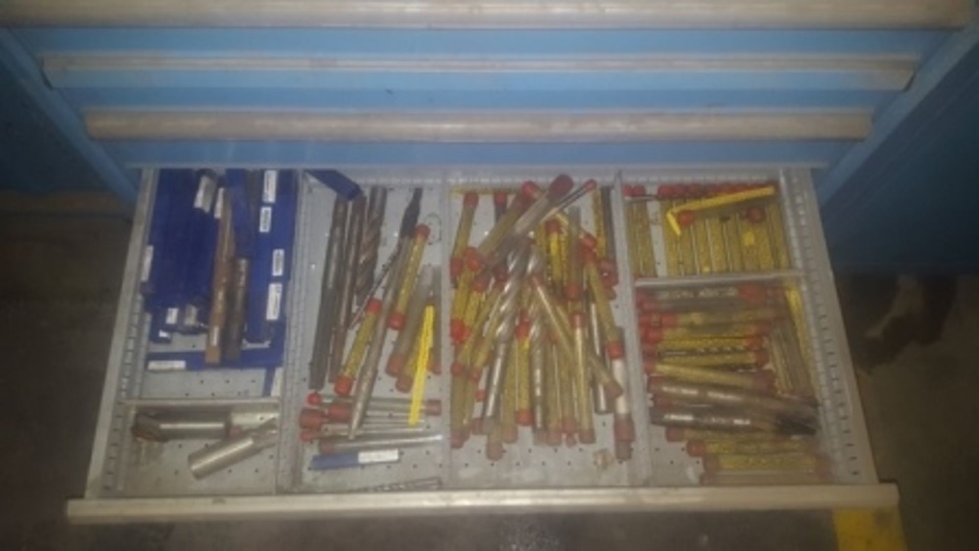 Tool cabinet, (12) drawers with high speed steel drills, taps and reamers, carbide milling cutte… - Image 6 of 17