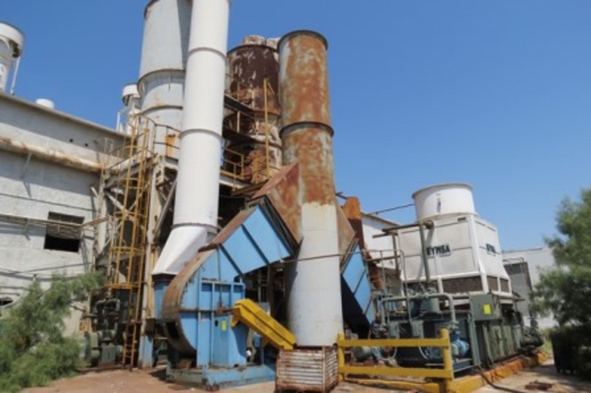 Dust collector, with 2 150 hp centrifugal blowers, filters, ducts, cooling tower