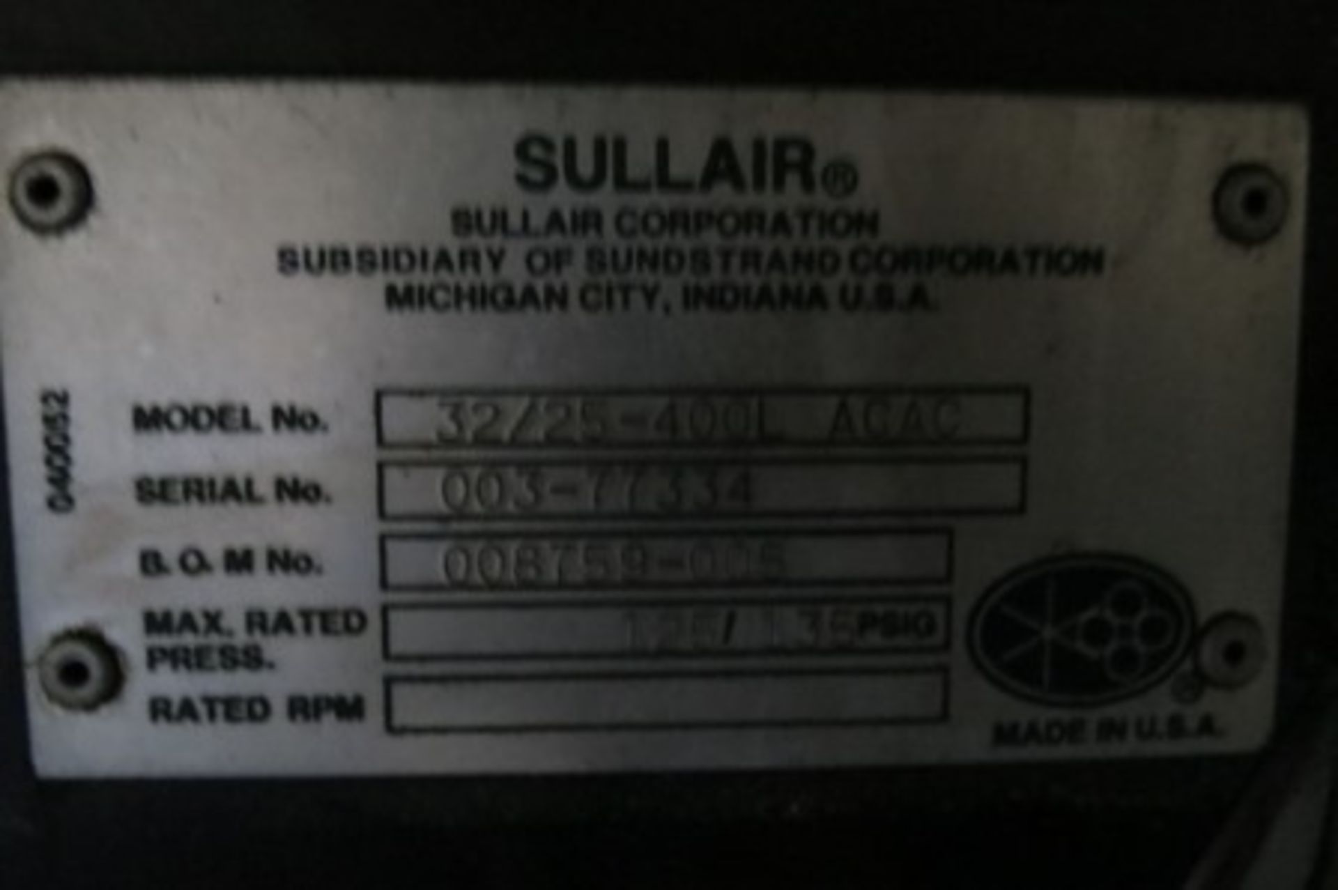 Air compressor Sullair 32 / 25-400L AC s/n 003-77334, 1989, rotary screw, 450 hp - Image 11 of 22