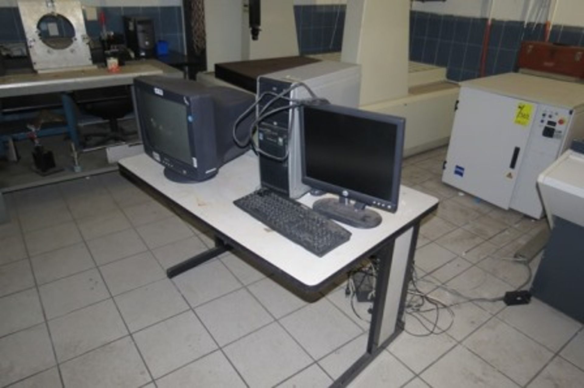 (3) Cabinets with measuring equipment, 7 desks with chairs, bookcase, (3) file cabinets, computers - Image 12 of 26