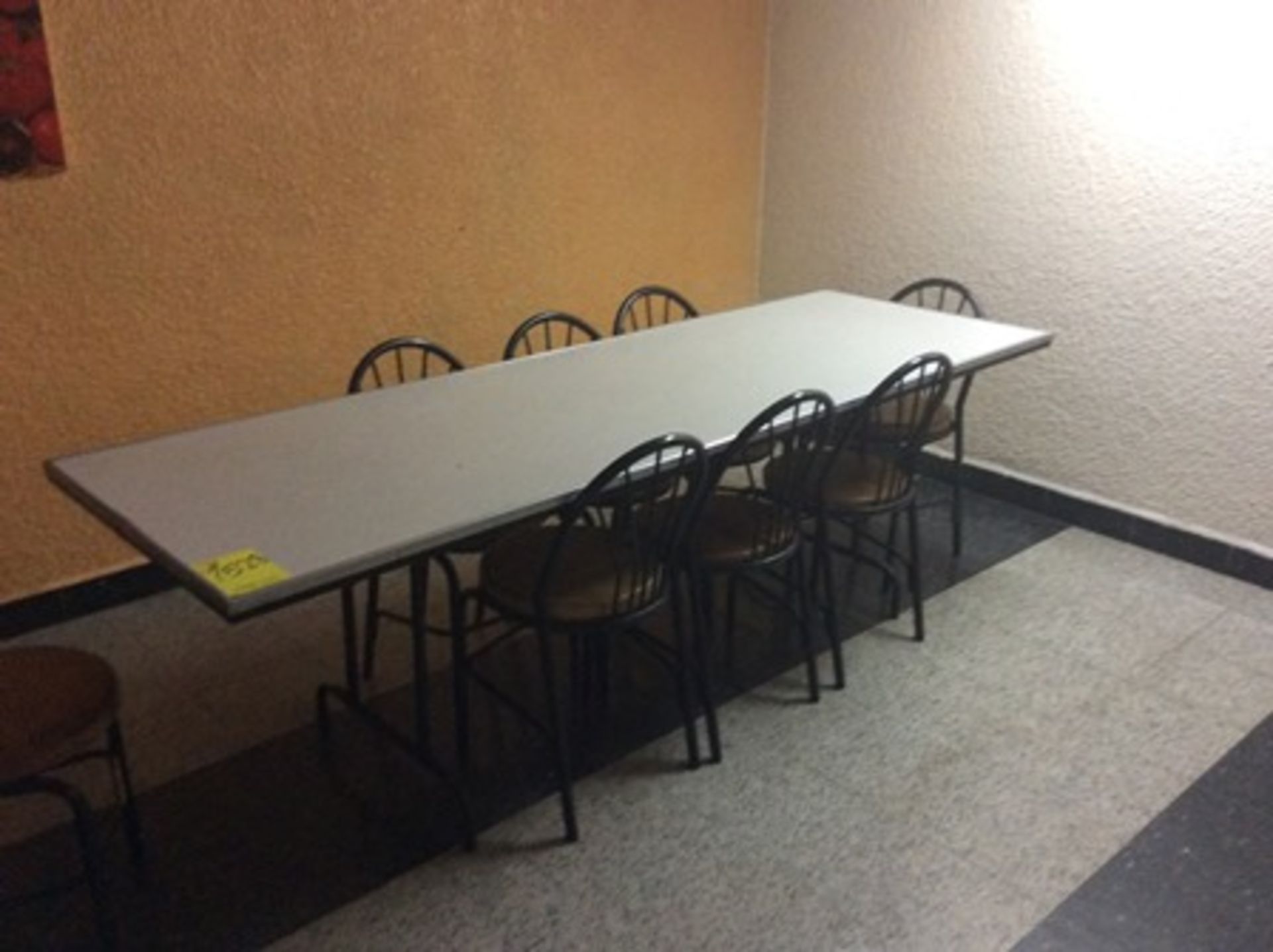 5 dining tables of 2.45 x .80 x.80 m with 8 chairs each …