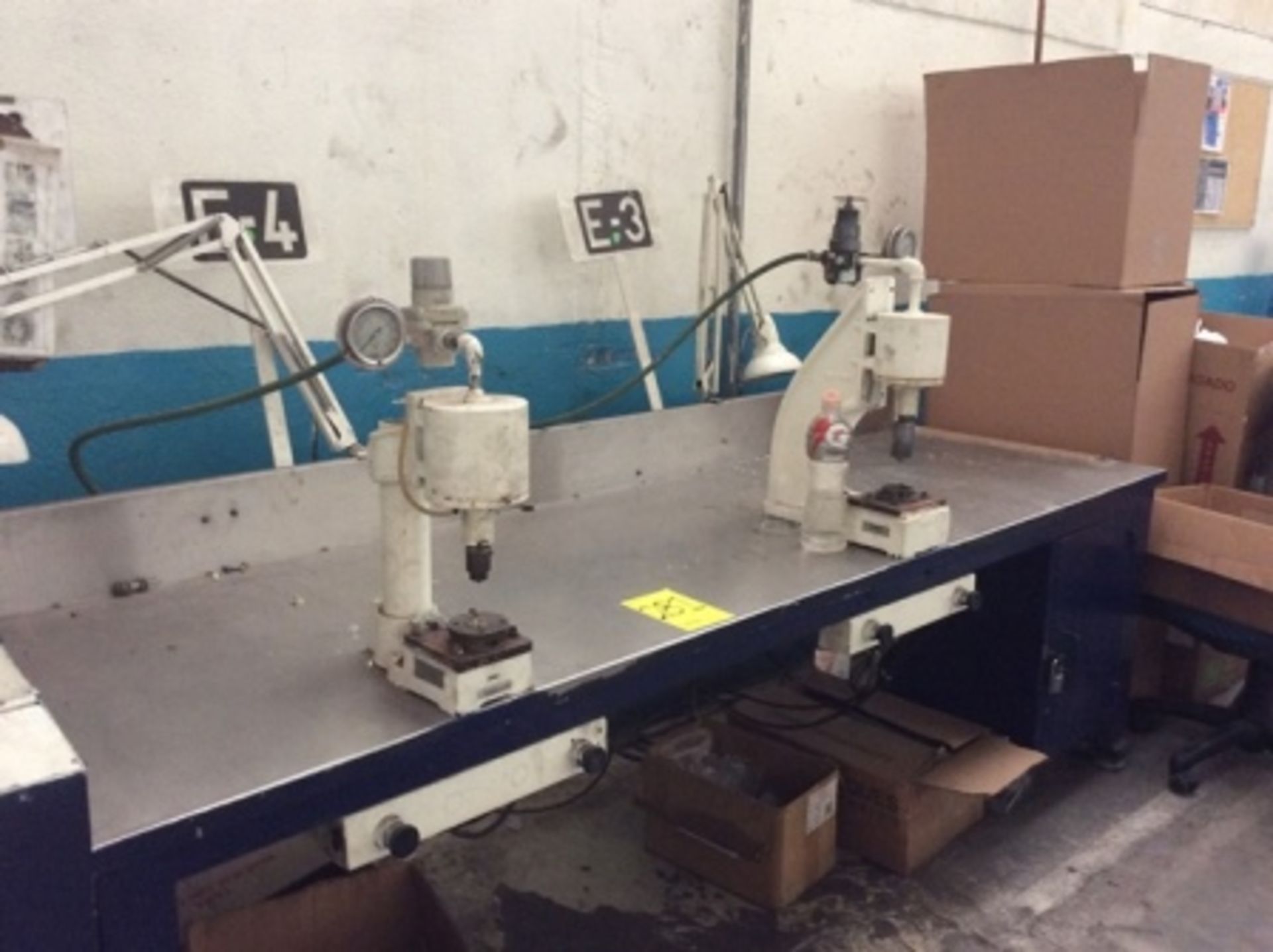 Work table with stainless steel cover includes 2 pneumatic presses … - Image 2 of 11