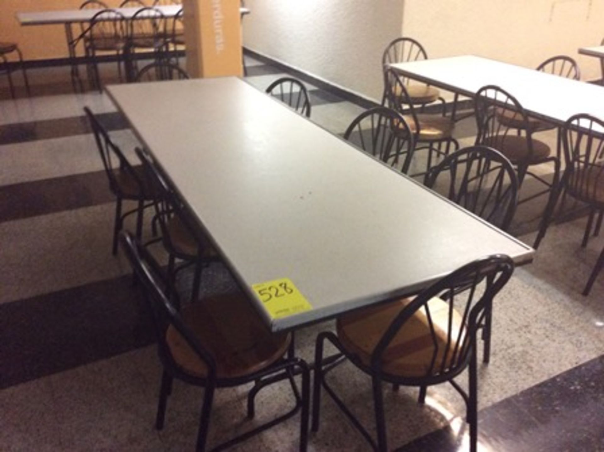 5 dining tables of 2.45 x .80 x.80 m with 8 chairs each … - Image 2 of 3