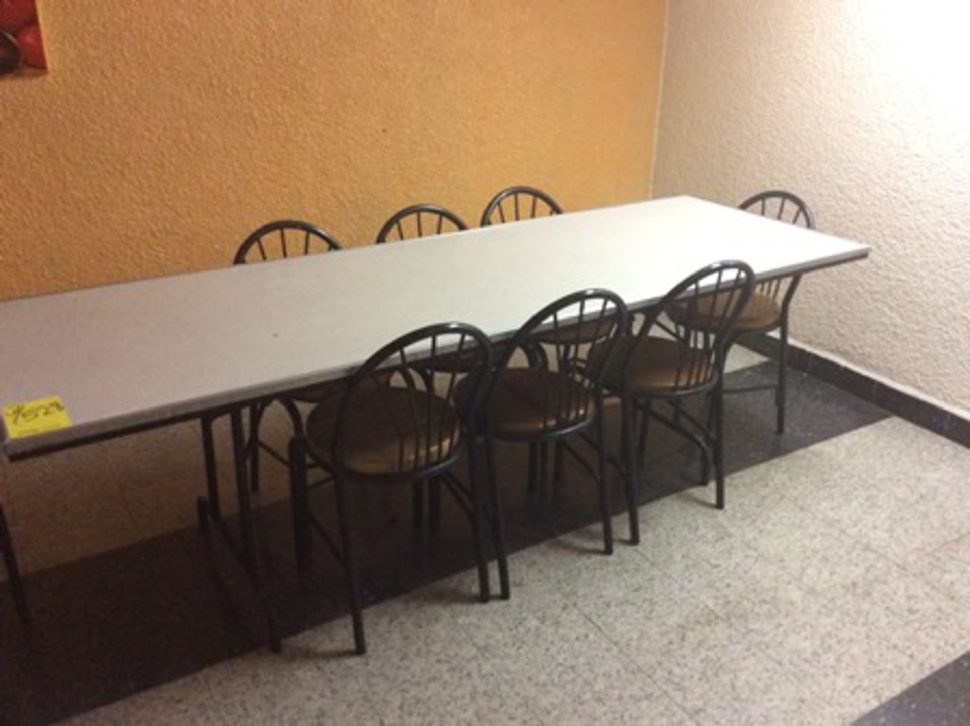 5 dining tables of 2.45 x .80 x.80 m with 8 chairs each … - Image 3 of 3