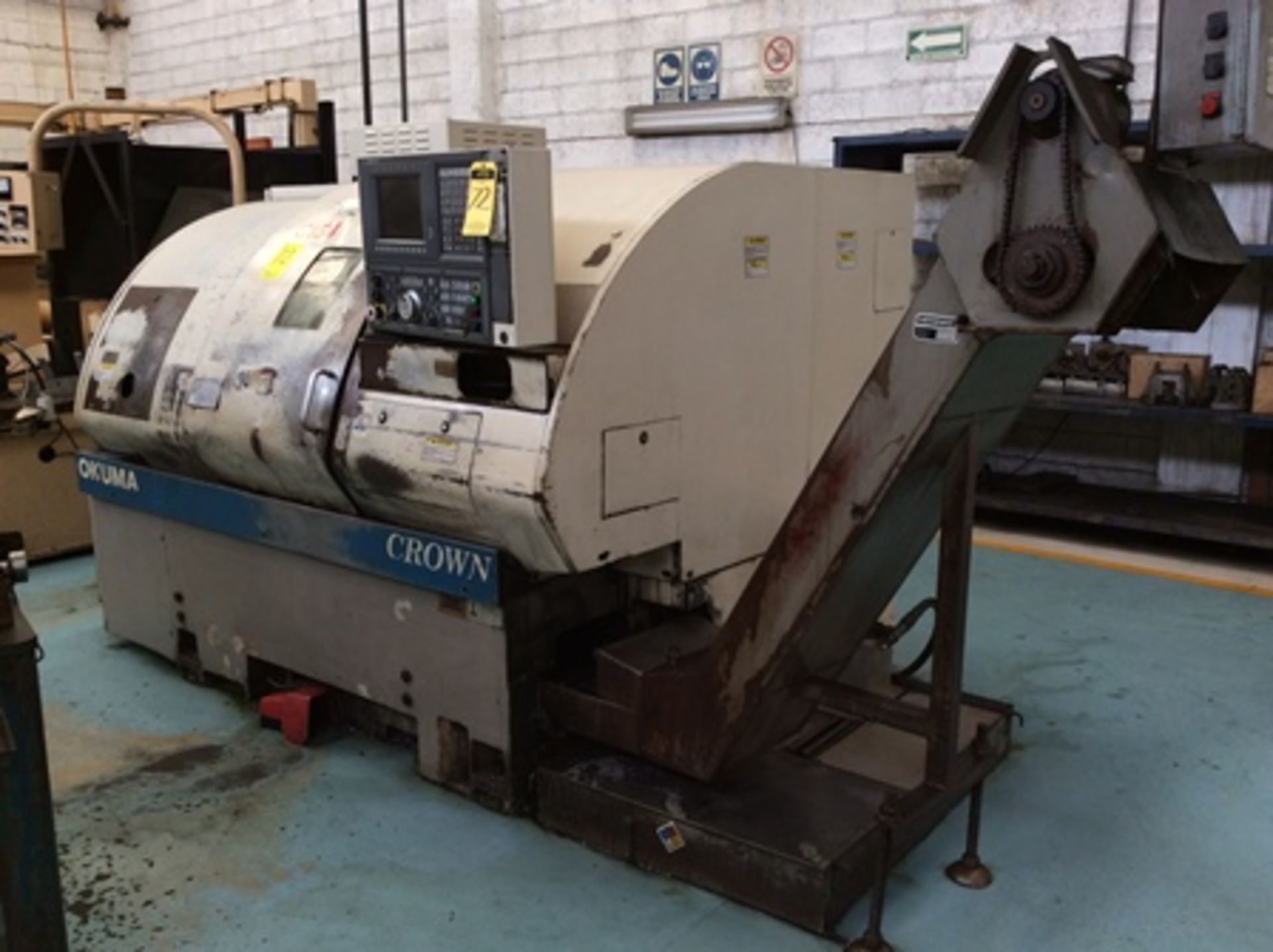 Okuma Crown CNC Lathe model 762S-BB 0270 series with 12 tools turret and chip collector … - Image 2 of 10