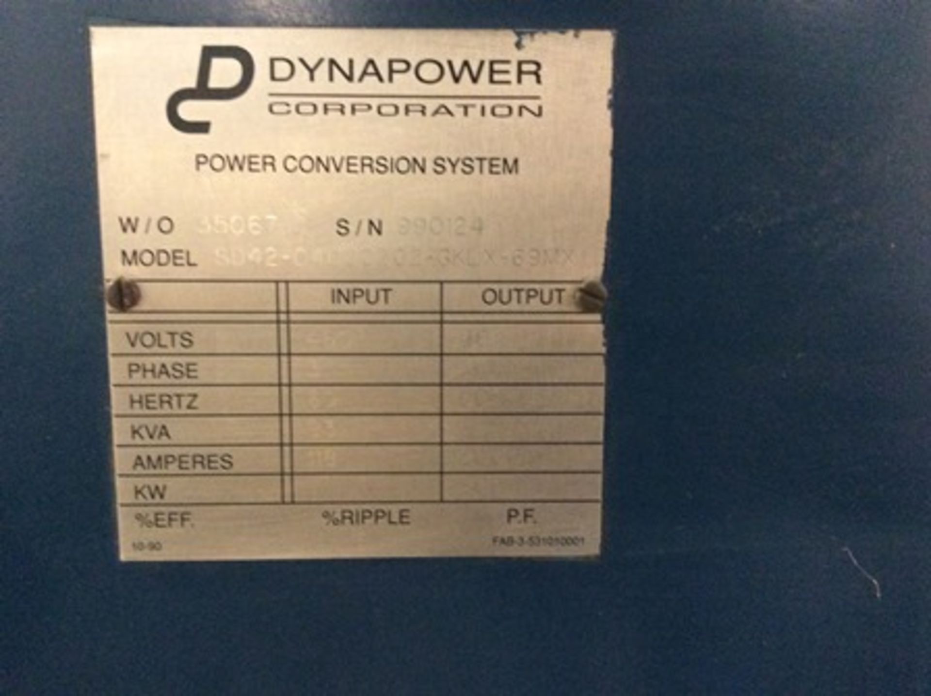 Current Rectifier brand Dynapower model SD42 series 04000202-GKLX input 460 volts output 40 volt … - Image 4 of 9