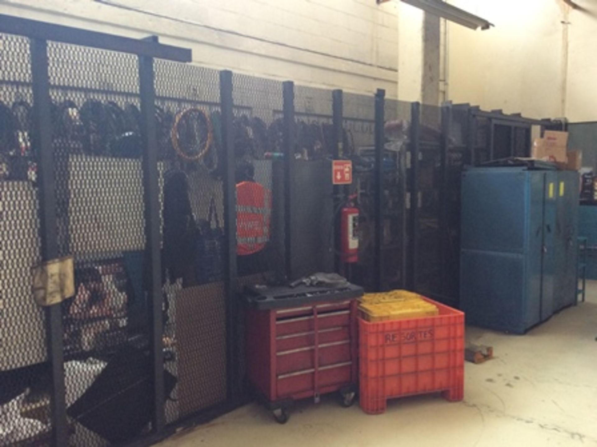 Tool store includes contents, sliding door and protective cage … - Image 2 of 15