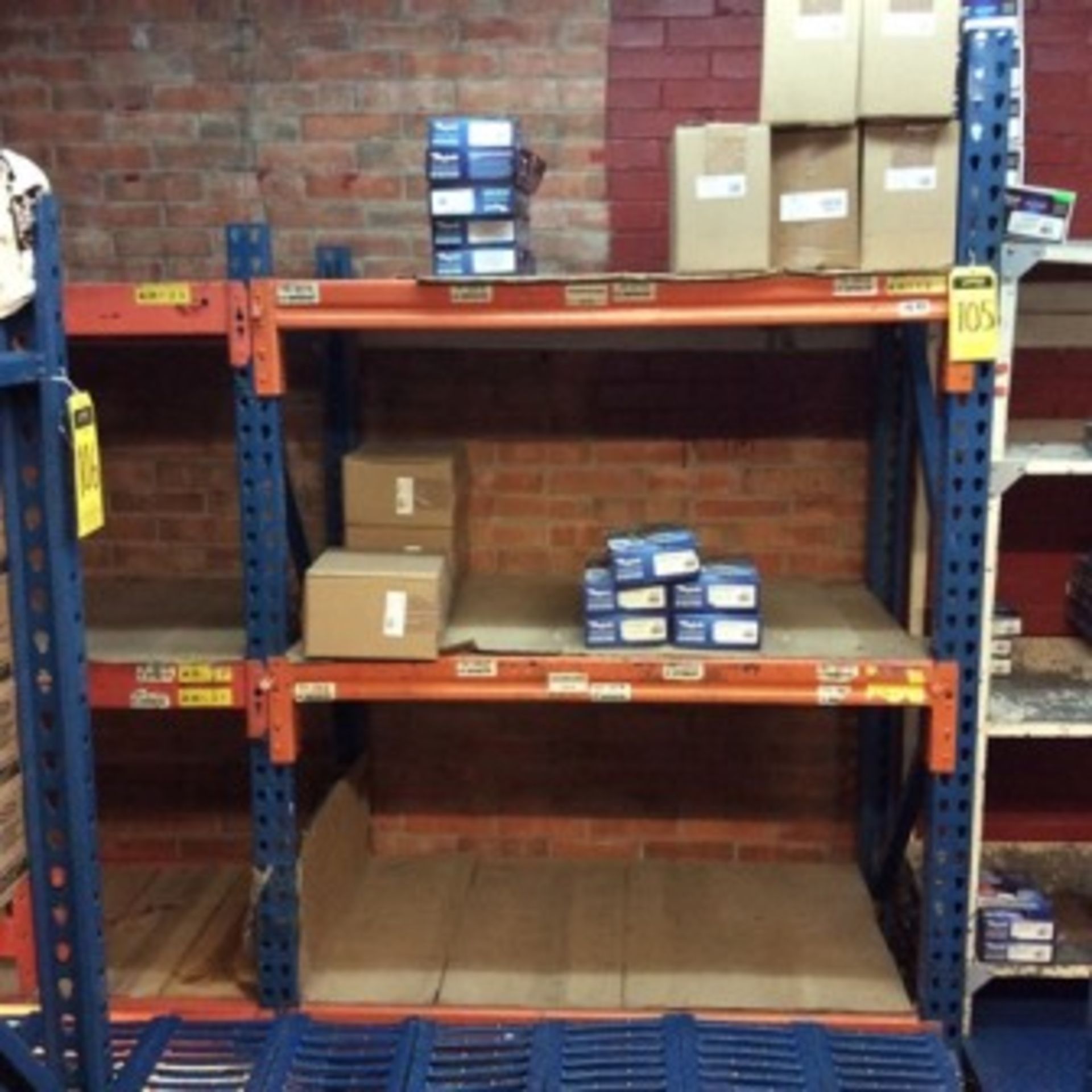 Vertical storage rack 19.0 m in front x 0.75 m in depth x 3.66 m in height consists of 5 levels, …