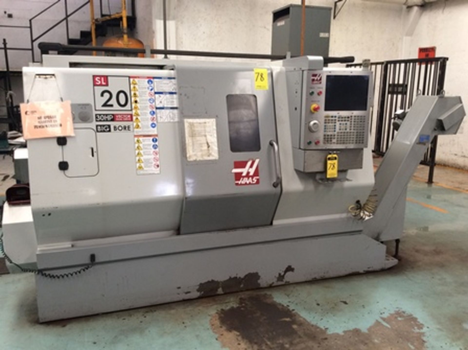 2009 Haas CNC Lathe, model: SL20B series 3084759, MFG: 05/09, voltage 195/260, 30 Hp Big Bore wi …