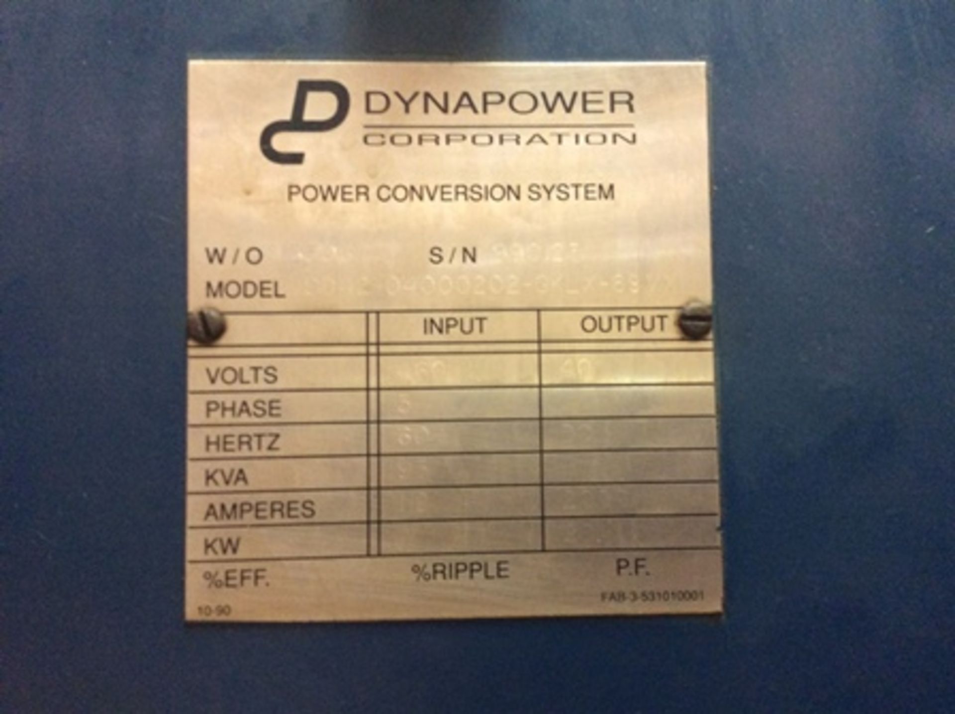 Current Rectifier brand Dynapower model SD42 series 04000202-GKLX input 460 volts output 40 volt … - Image 9 of 9