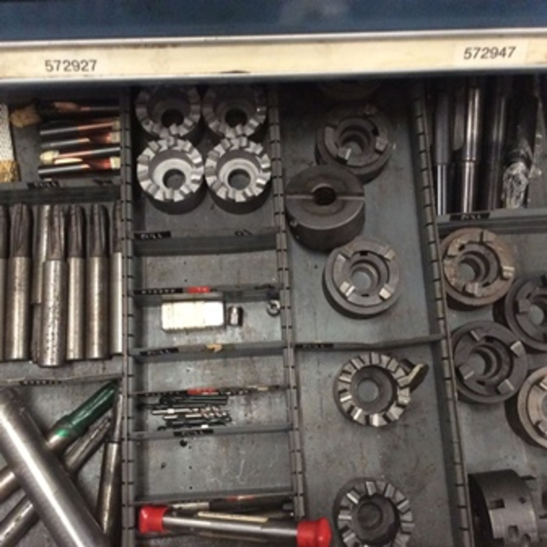 4 tool drawers with 40 drawers in total that contain attachments for CNC operations; taps, shape … - Image 9 of 25