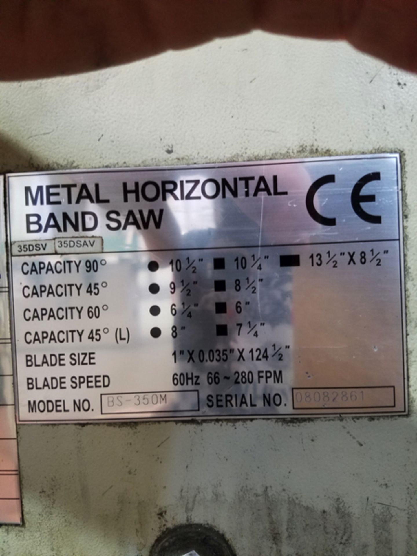 Horizontal Miter Band Saw, M# BS-350M, S/N 08082861 | Rigging Price: $210 - Image 2 of 2