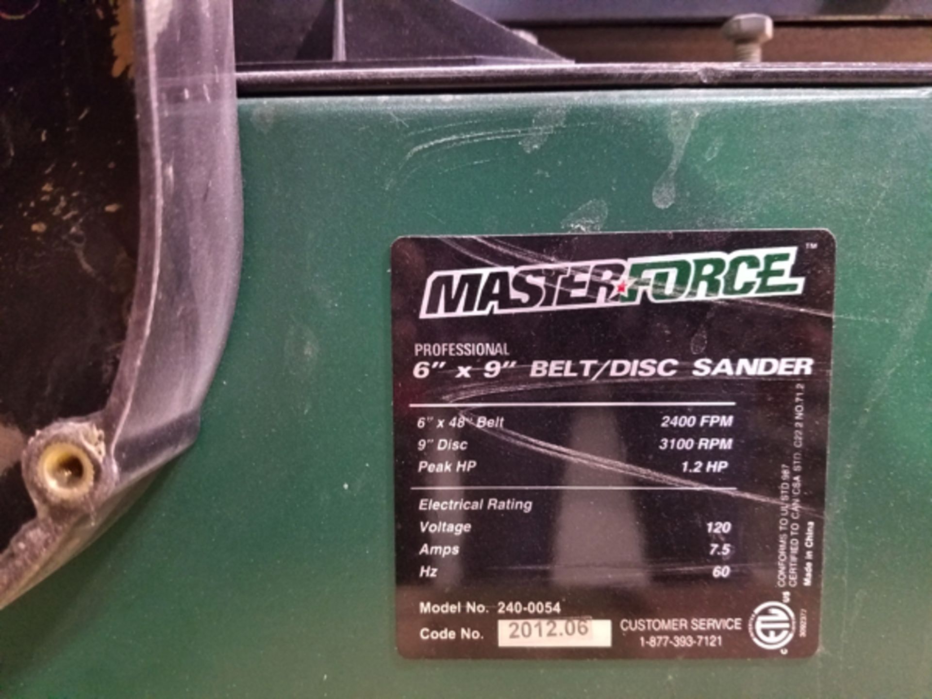 Master Force Disc/Belt Sander | Rigging Price: Hand Carry or Contact Rigger - Image 2 of 2