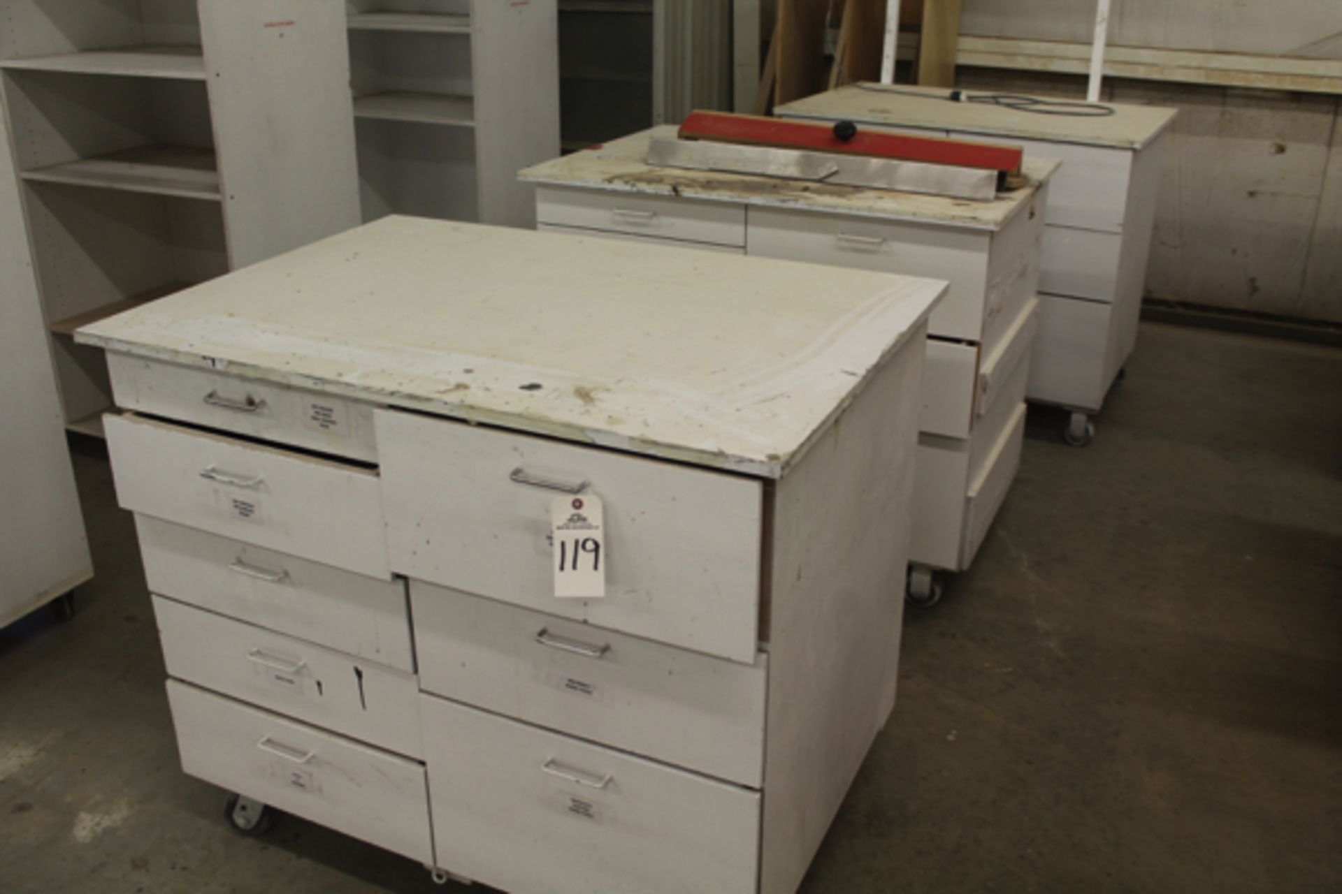 Lot of Storage Cabinets, (Row) | Rigging Price: Hand Carry or Contact Rigger