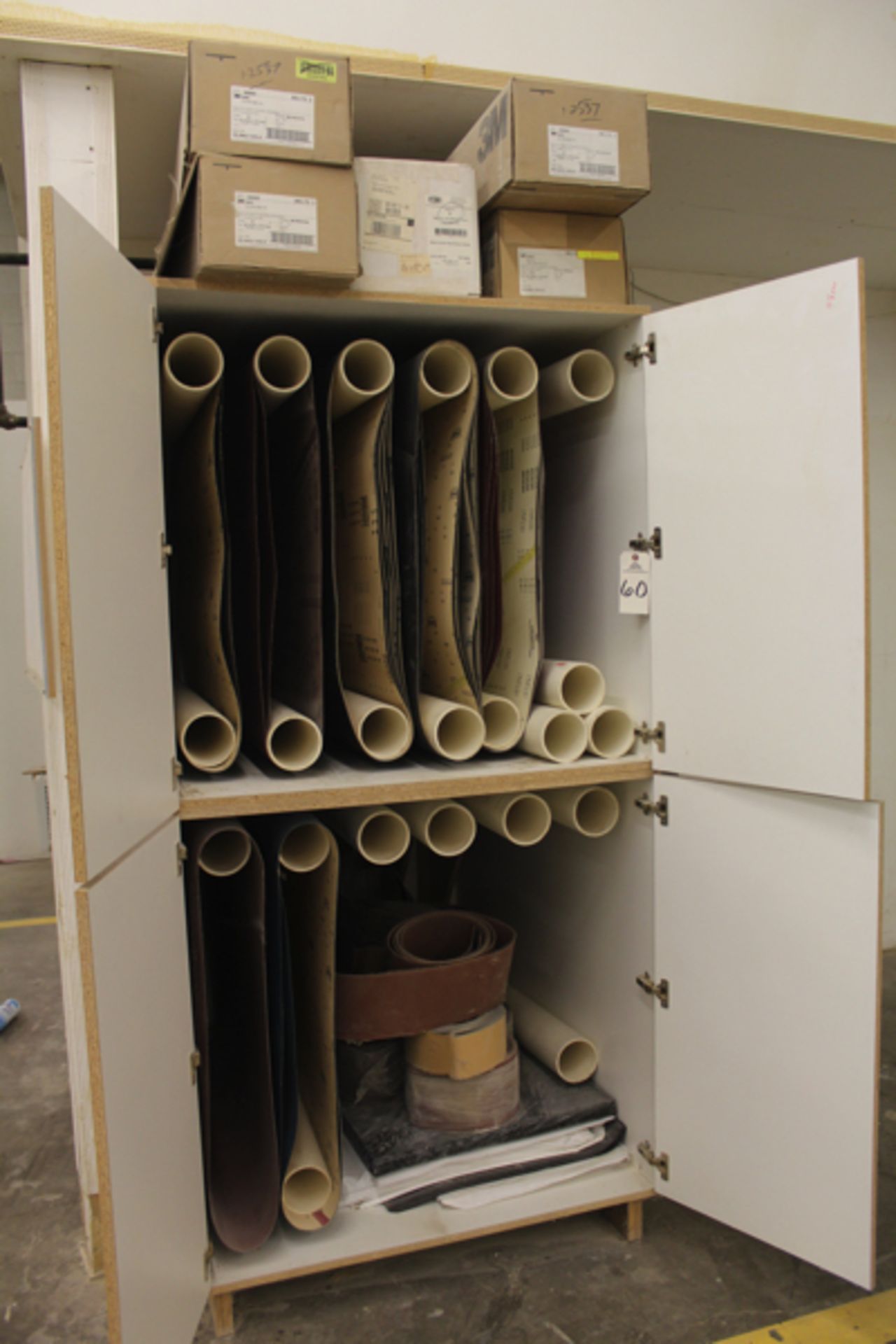 Cabinet, W/ Contents, Abrasive Belts | Rigging Price: $75