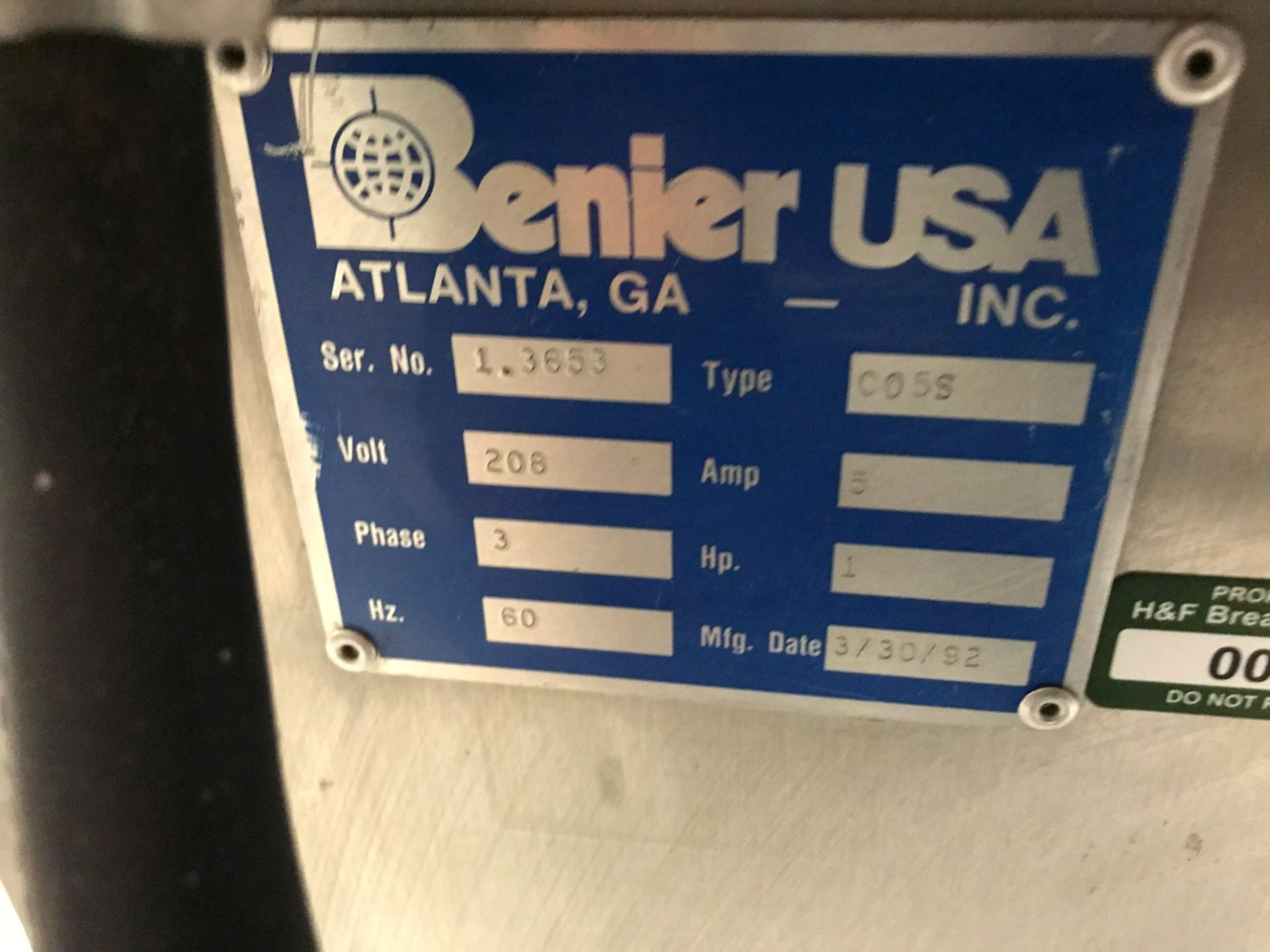 Benier Model CO5S Dough Rounder, S/N 1.3653 | Rigging and Loading Fee: $150 - Image 2 of 2