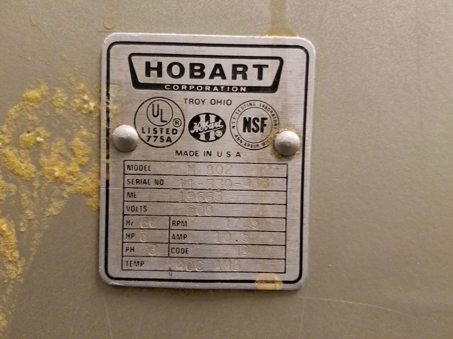 Hobart 80 Quart Planetary Mixer, M# M802, S/N 11-330-433 | Rigging and Loading Fee: $150 - Image 2 of 4