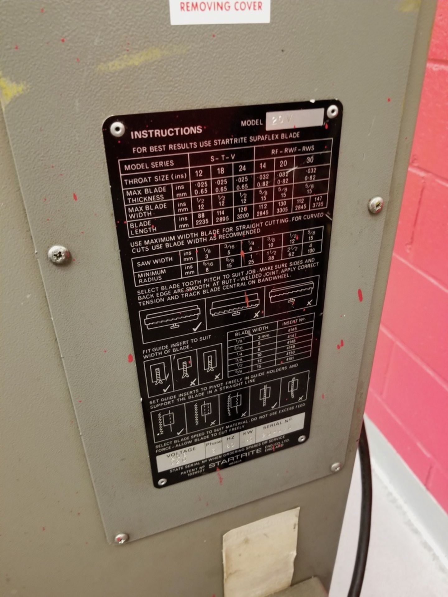 Clausing Startrite Model 20V Vertical Bandsaw - Image 3 of 4