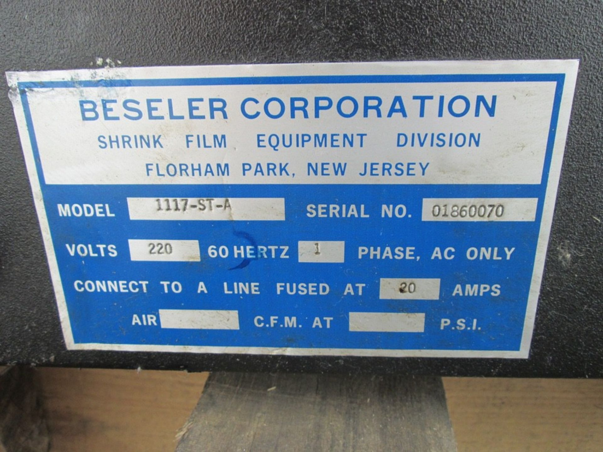 Beseler Model 1117-ST-A Shrink L Sealer | Seller to Load at No Cost - Image 4 of 4