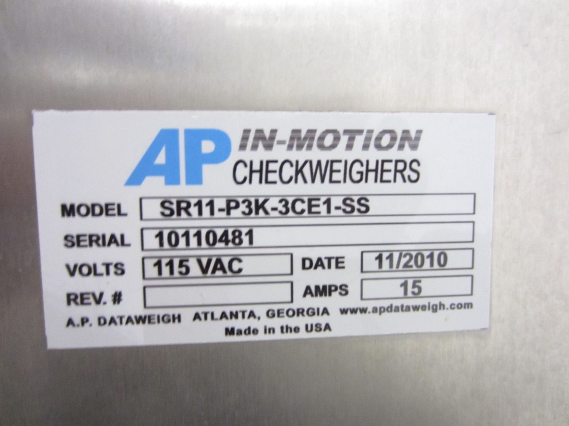AP Model SR11-P3K-3CE1-SS Checkweigher | Seller to Load at No Cost - Image 2 of 5
