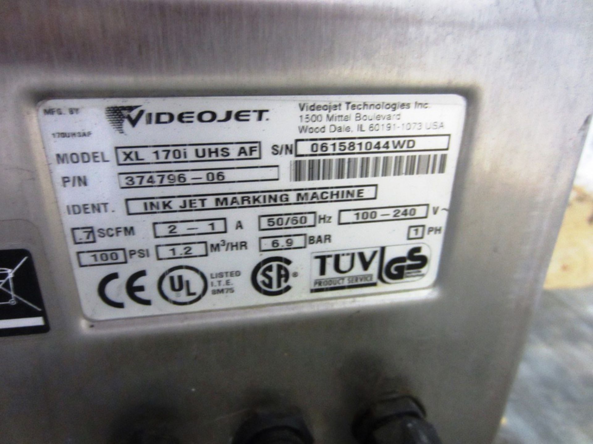 Videojet Model XL 170i UHS AF Inkjet Coder | Seller to Load at No Cost - Image 2 of 2