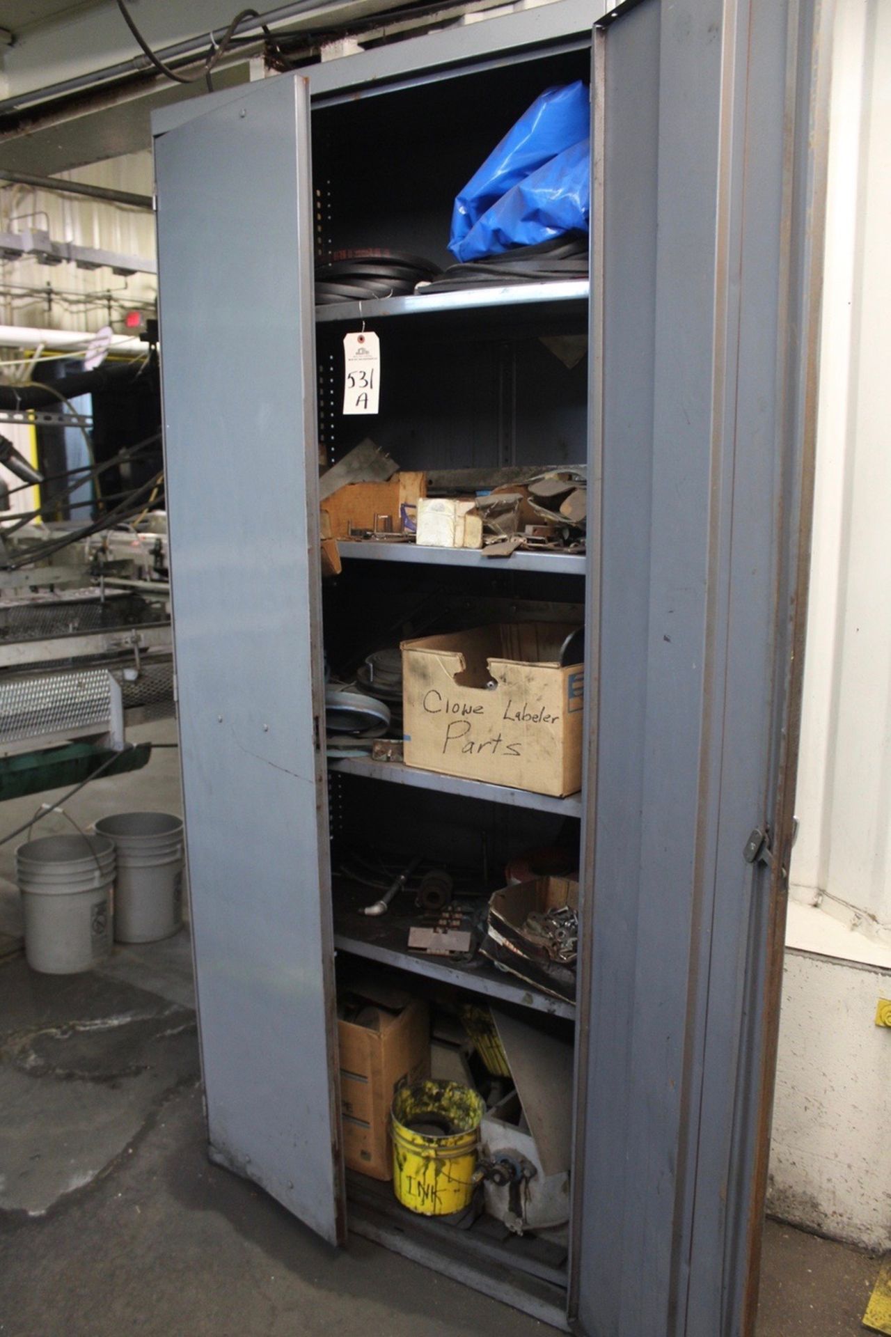 Two Door Storage Cabinet w/Contents | Rigging: $35