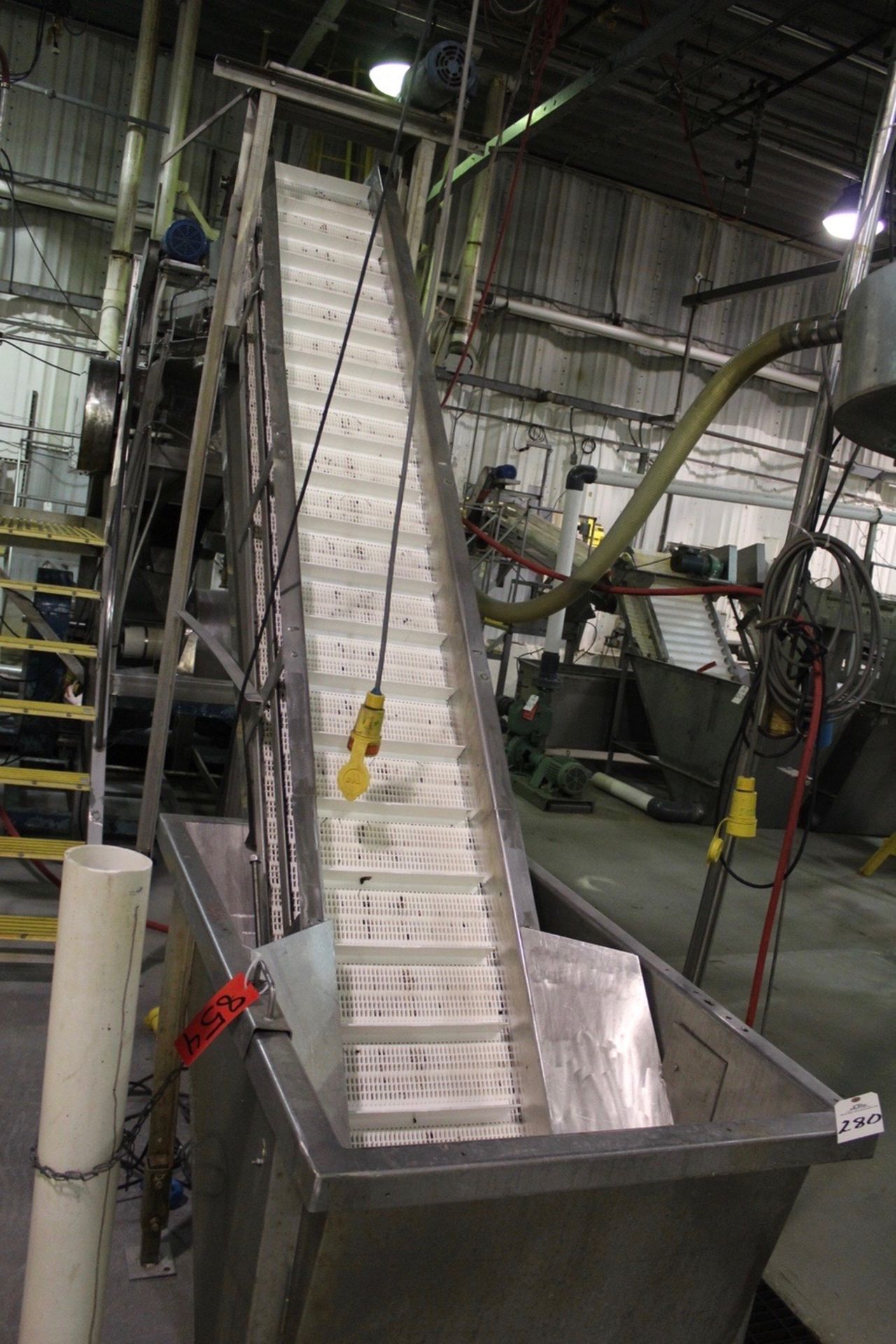 Cherry Bulk Receiving/Wash Hopper, W/ 18" Elevator Conveyor | Rigging: $275