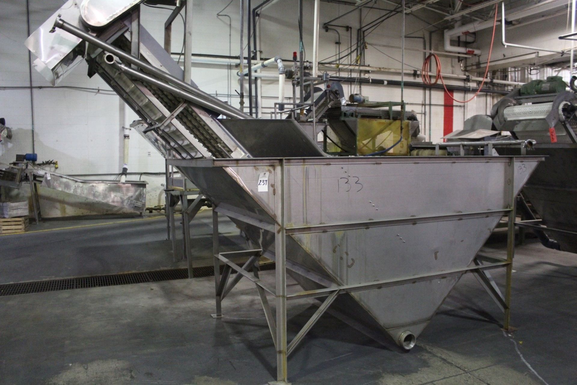 Cherry Bulk Receiving/Wash Hopper, W/ 30" Elevator Conveyor | Rigging: $325