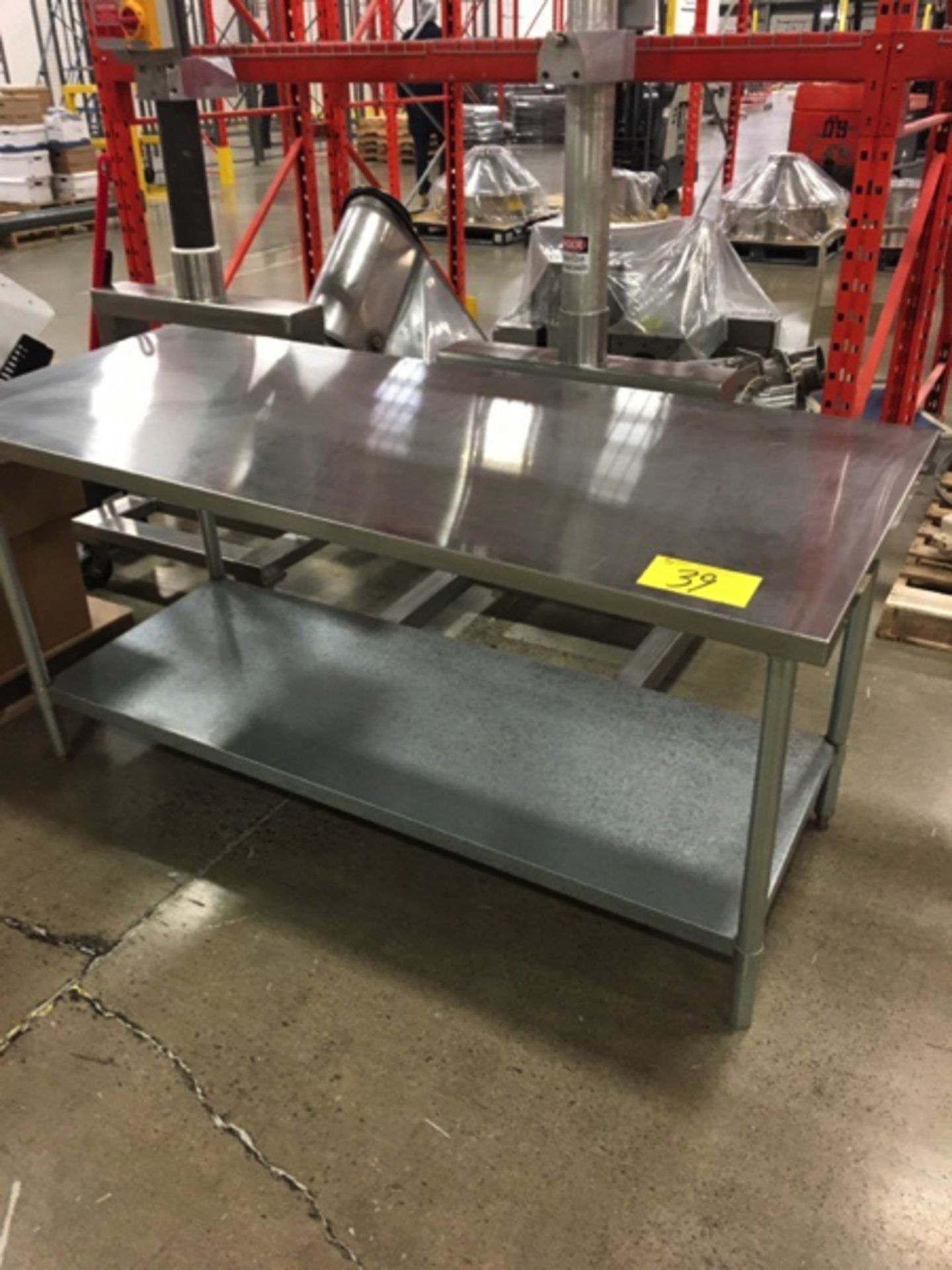 STAINLESS STEEL 30"X6'X35"H WORK TABLE W/GALVAIZED BOTTOM SHELF (MISSI | RIGGING/LOADING FEE: $15