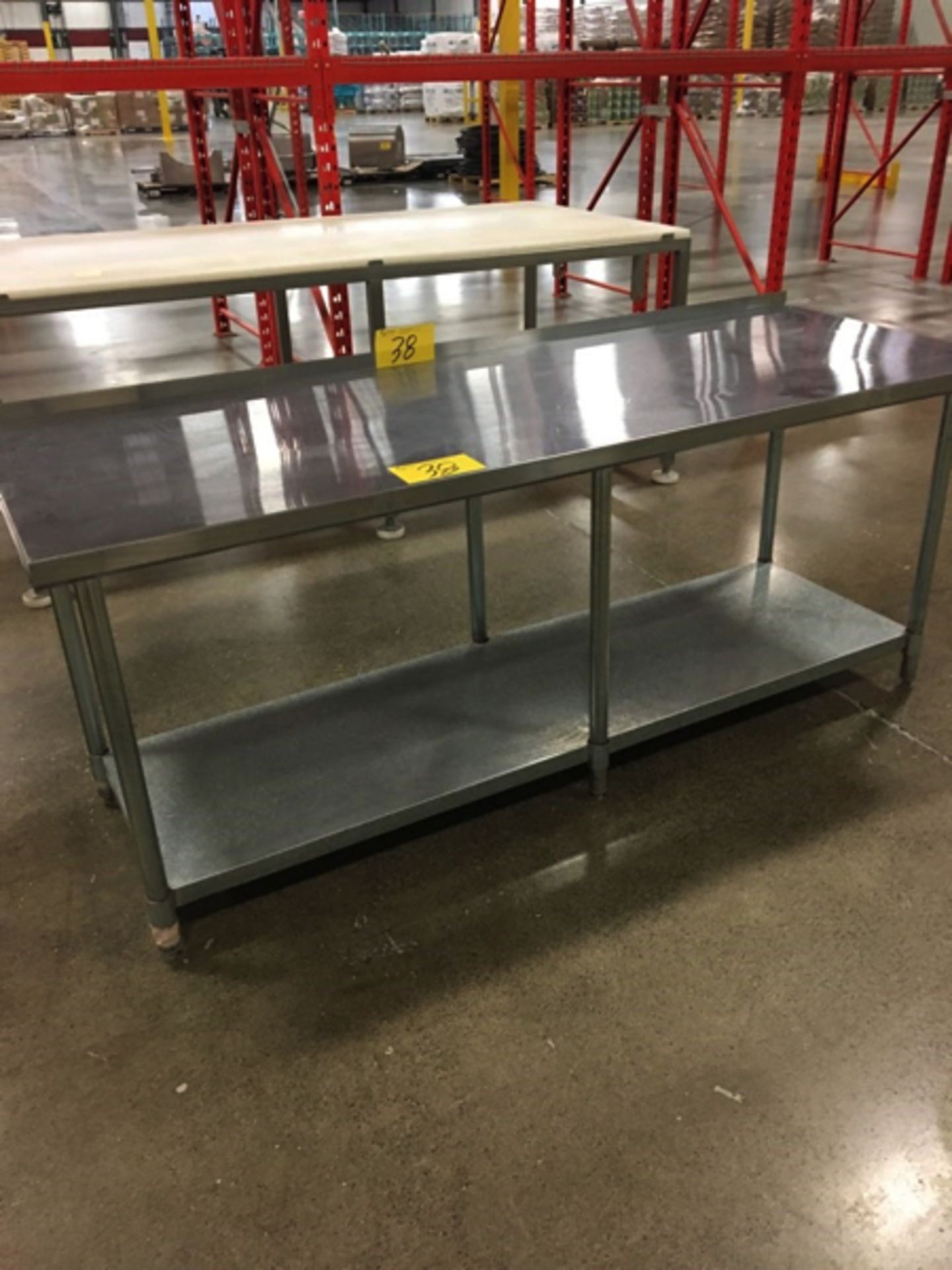 STAINLESS STEEL 30"X7'X34"H WORK TABLE W/GALVANIZED BOTTOM SHELF | RIGGING/LOADING FEE: $15