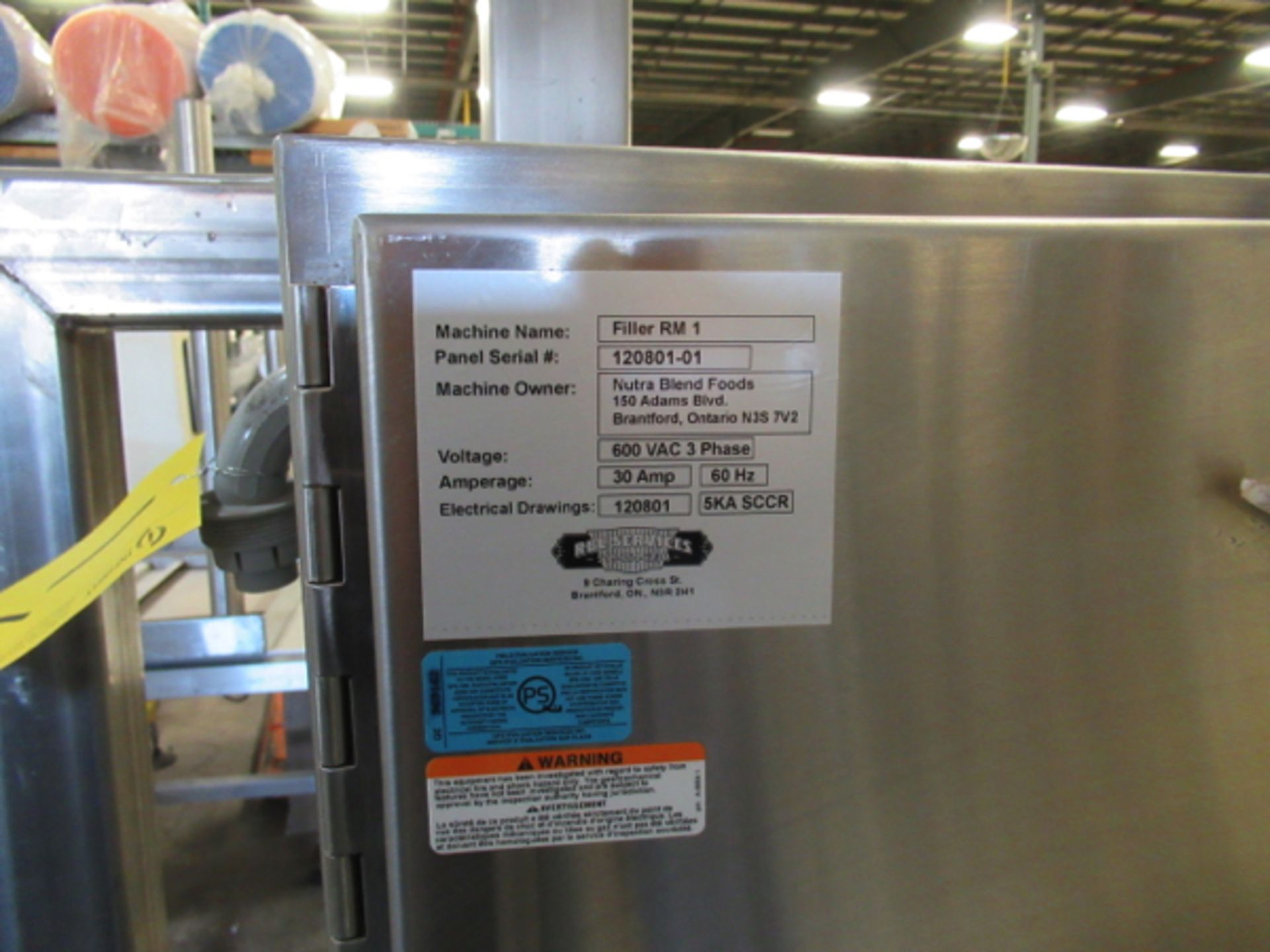 2012 BRABENDER TECHNOLOGIES INC. MOD# FW155N/0-1000 LITRE, BULK FILLER | RIGGING/LOADING FEE: $200 - Image 6 of 6