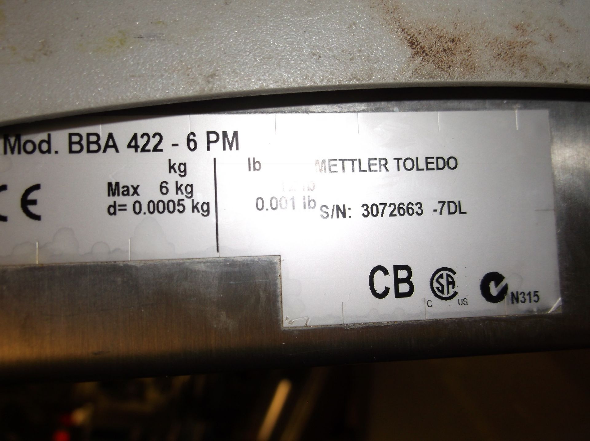 Mettler Toledo digital scale 6kg/12 lb capacity M# BVA422-6M | Rigging/Loading Fee: $30 - Image 2 of 3