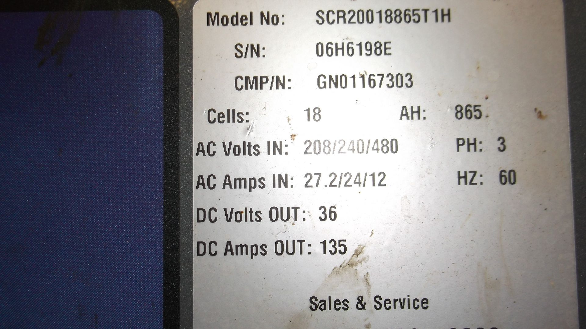 CNB 36V battery charger S/N 06H619E M# SCR20018865T1H | Rigging/Loading Fee: $100 - Image 2 of 3