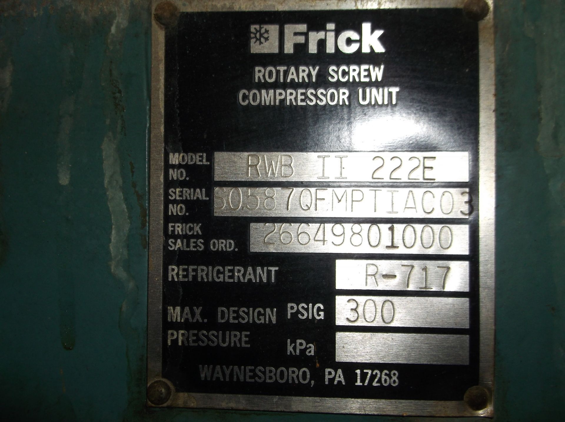 Frick 500HP ammonia rotary screw compressor, S/N S0587QFMPTIAC03, | Rigging/Loading Fee: $7000 - Bild 2 aus 3