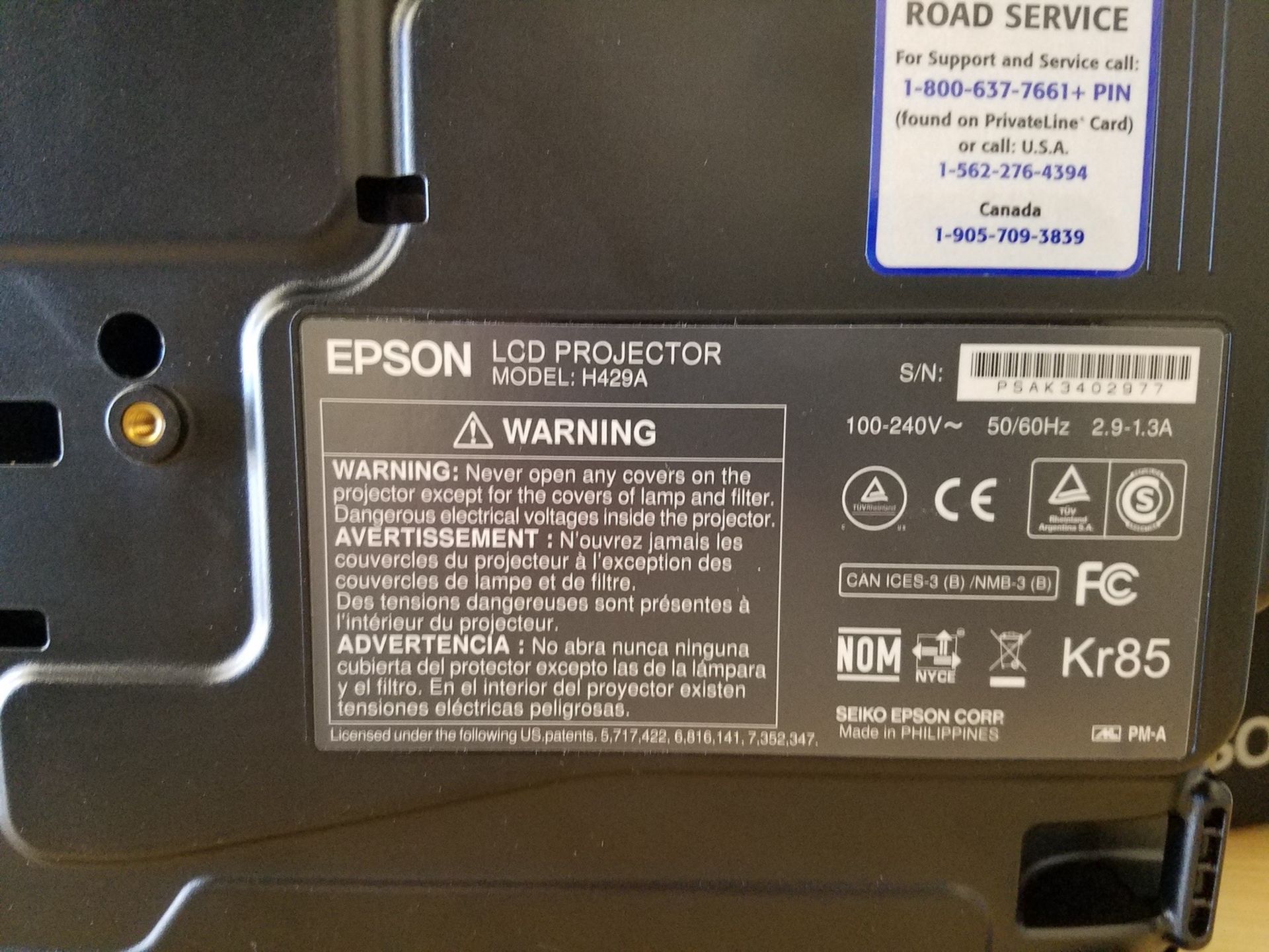 Epson LCD Projector, M# H429A, w/Portable Projector Screen | Rigging: Hand Carry - Image 2 of 2