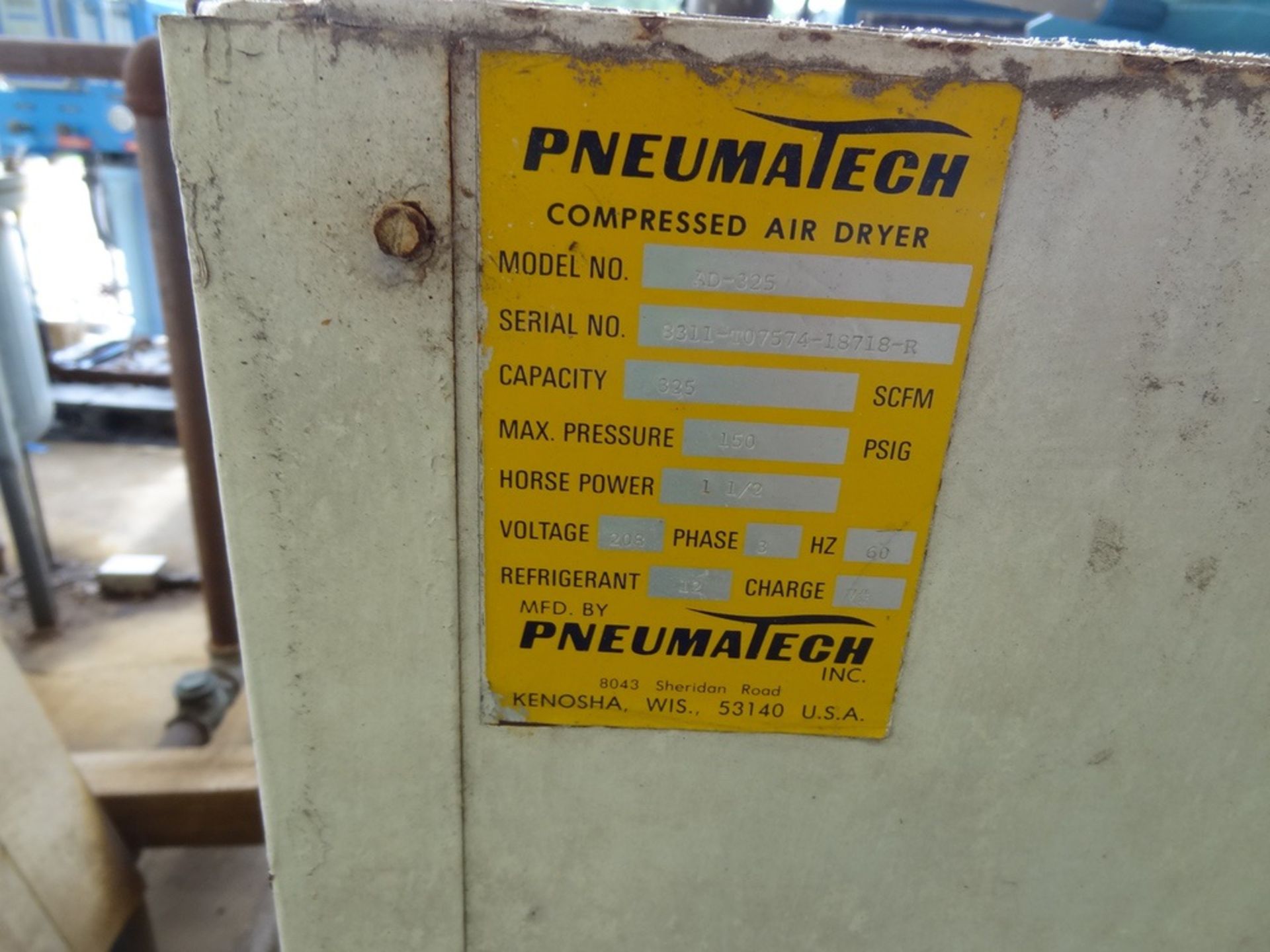 Pneumatech Model AD-325 Refrigerated Air Dryer, S/N: 8311-T07574-18718-R | Rigging Fee: $200 - Image 2 of 2