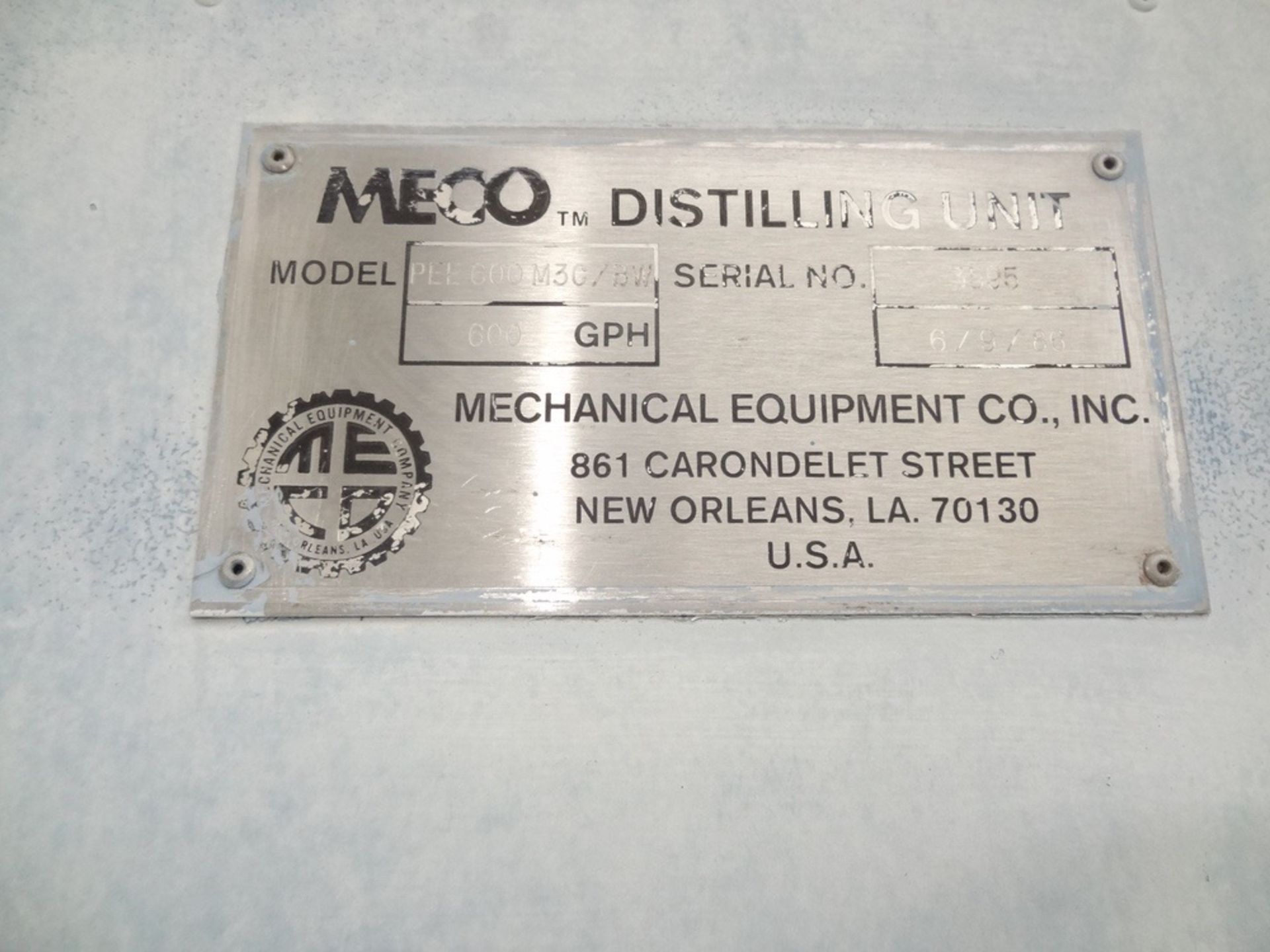 MECO Model 600M3C-BW Distiller, 600 GPH, S/N: 3595 | Rigging Fee: $700 - Image 3 of 4