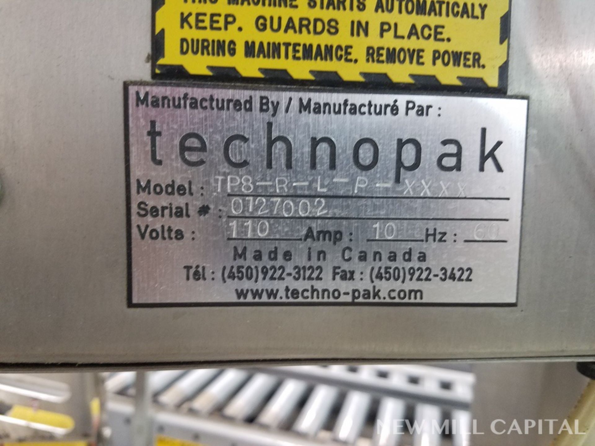 Technopak Labeler, M# TP8-R-L-P-XXXX, S/N 0127002 | Rigging Fee: $50 - Image 2 of 3