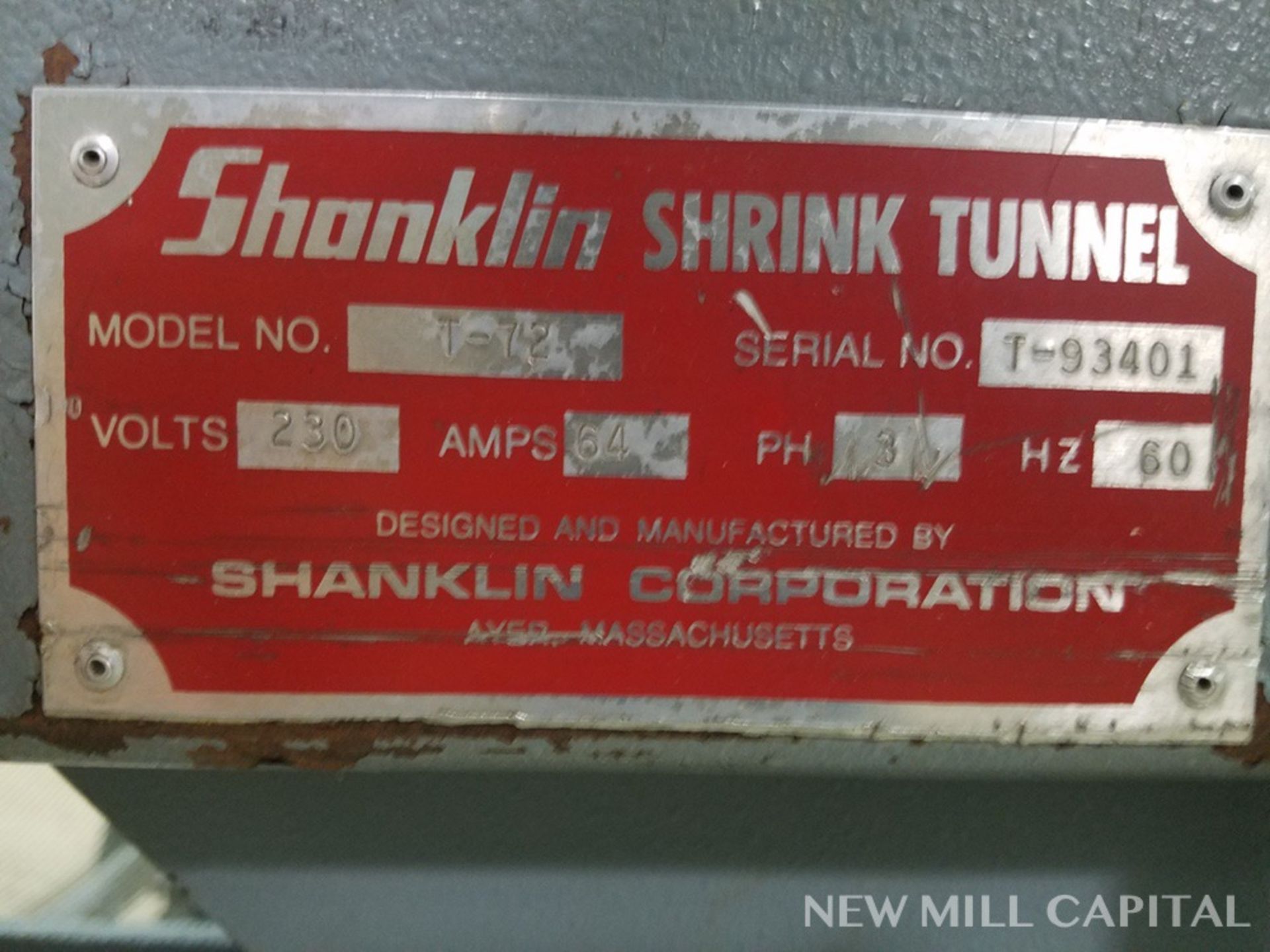 Shanklin Shrink Tunnel, 15" Belt, 9" x 22" opening, 84" Tunnel, 14' Conveyor,M# | Rigging Fee: $350 - Image 2 of 7