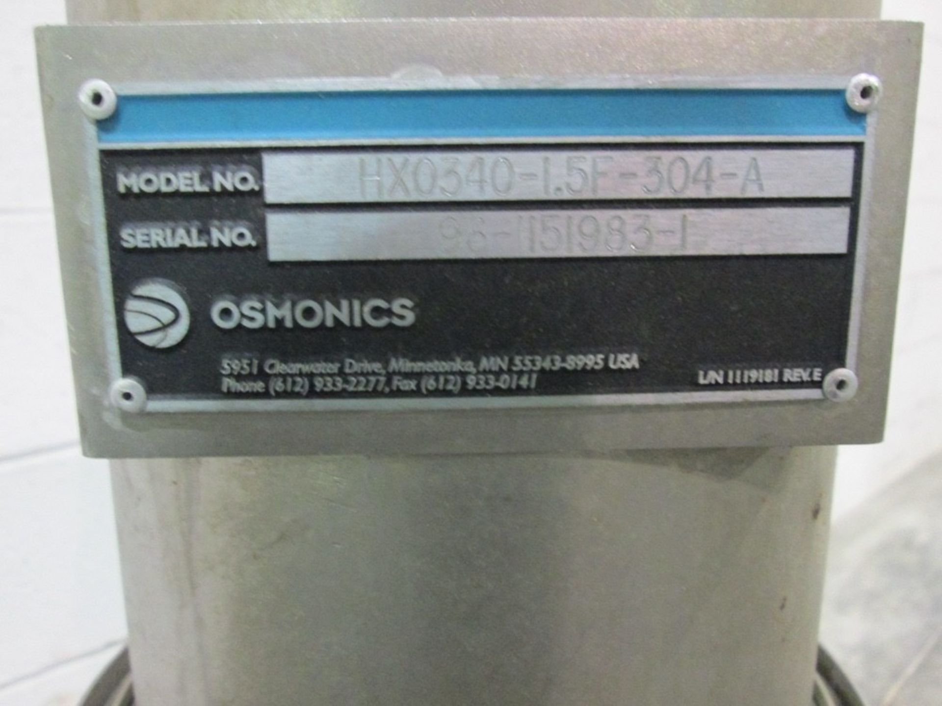 GE Osmonics Model HX0340-1 .5F-304-A Filter Housing, 50" L X 7"W Filter Tube | No Charge for Loading - Image 2 of 2