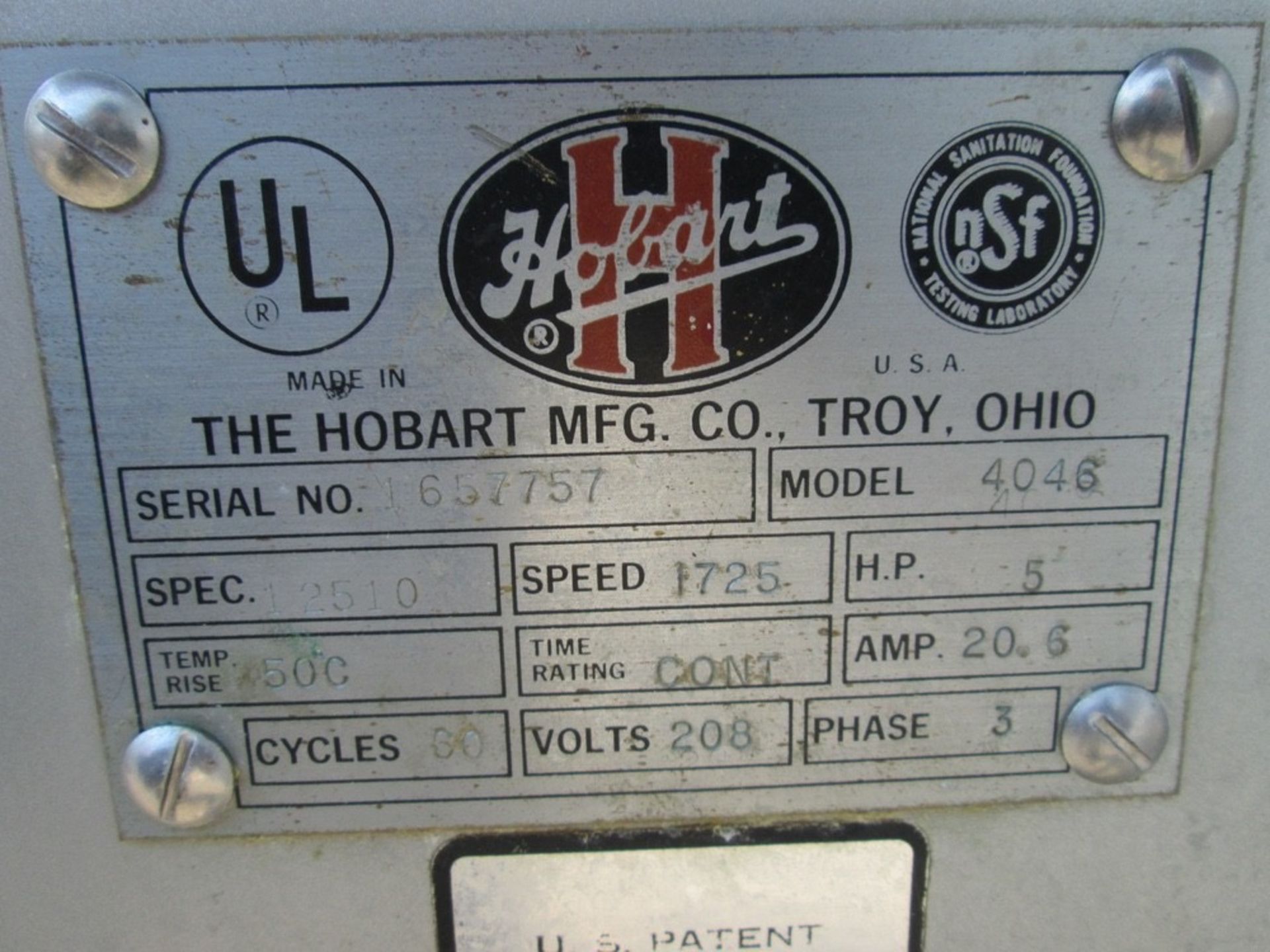 Hobart Model 4046 Grinder With 5 HP, 1725 RPM Motor, Feed Pan Is Approximate | No Charge for Loading - Image 3 of 4